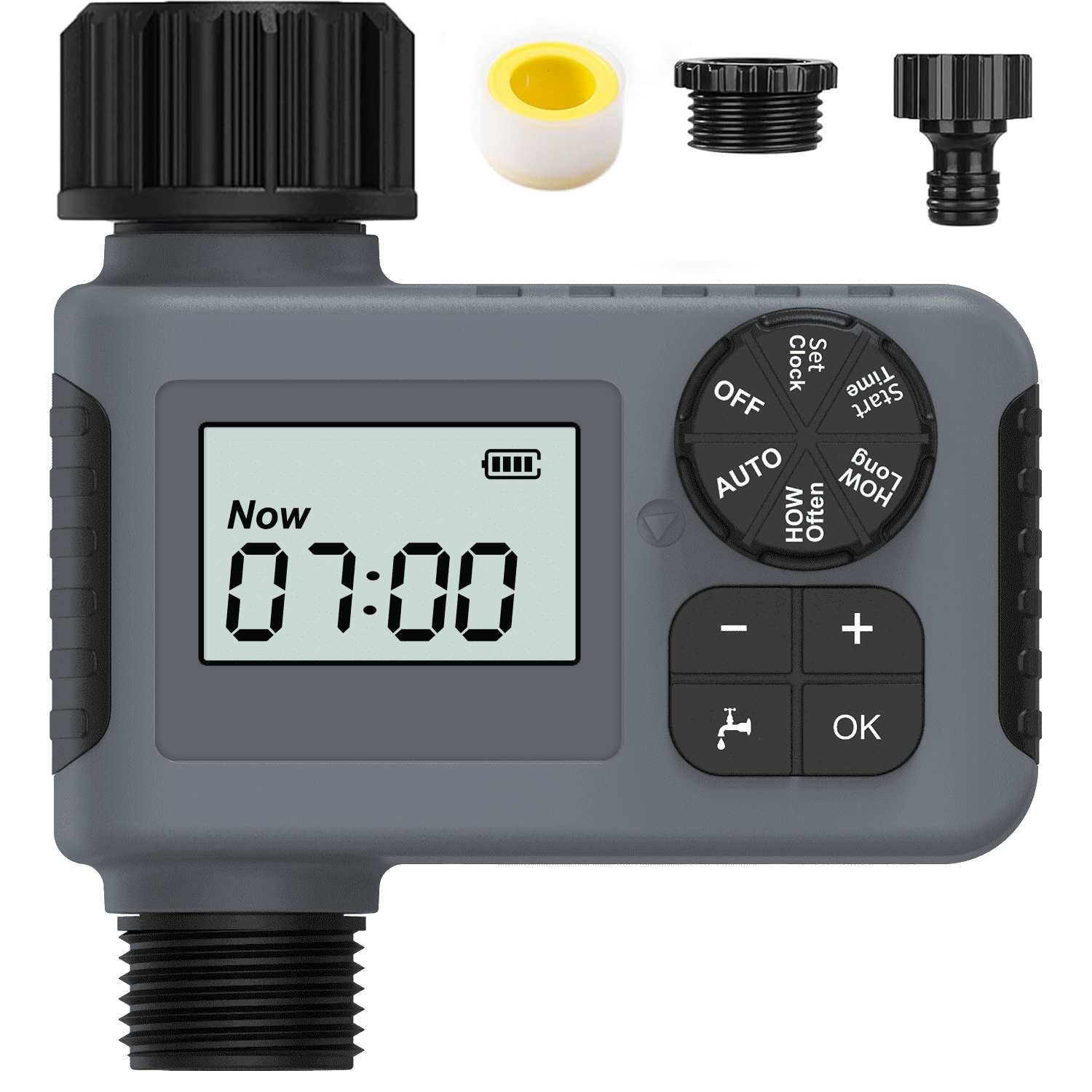 thumbnail video image 2 of URRU Watering Timers,Outdoor Garden Hose Faucet Timers, Programmable Water Sprinkler Timer with Rain Delay/Manual/Automatic Drip Irrigation and Lawn Watering System for Yard, 1 Outlet, 2 of 8