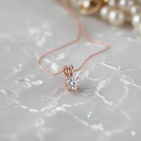 thumbnail video image 2 of 1 Carat Round LAB GROWN Diamond Solitaire Pendant IGI Certified 14K Gold 4 Prong Diamond Necklace For Women, 2 of 7