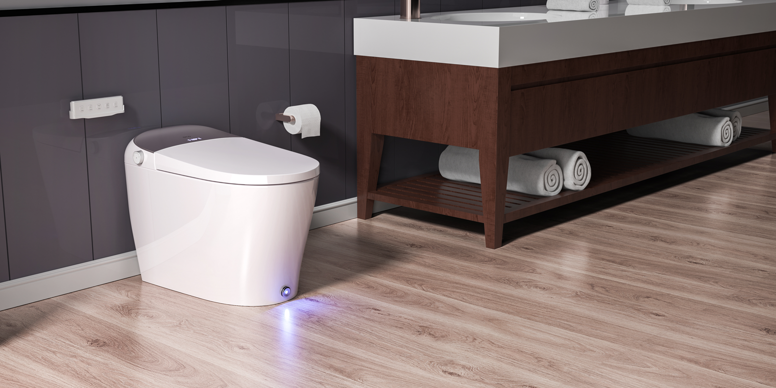 thumbnail video image 2 of Smart Toilet, Auto Open/Close,Built in Tank,Powerful Auto Flush,Heated Seat One-Piece Bidet Toilet, 2 of 11