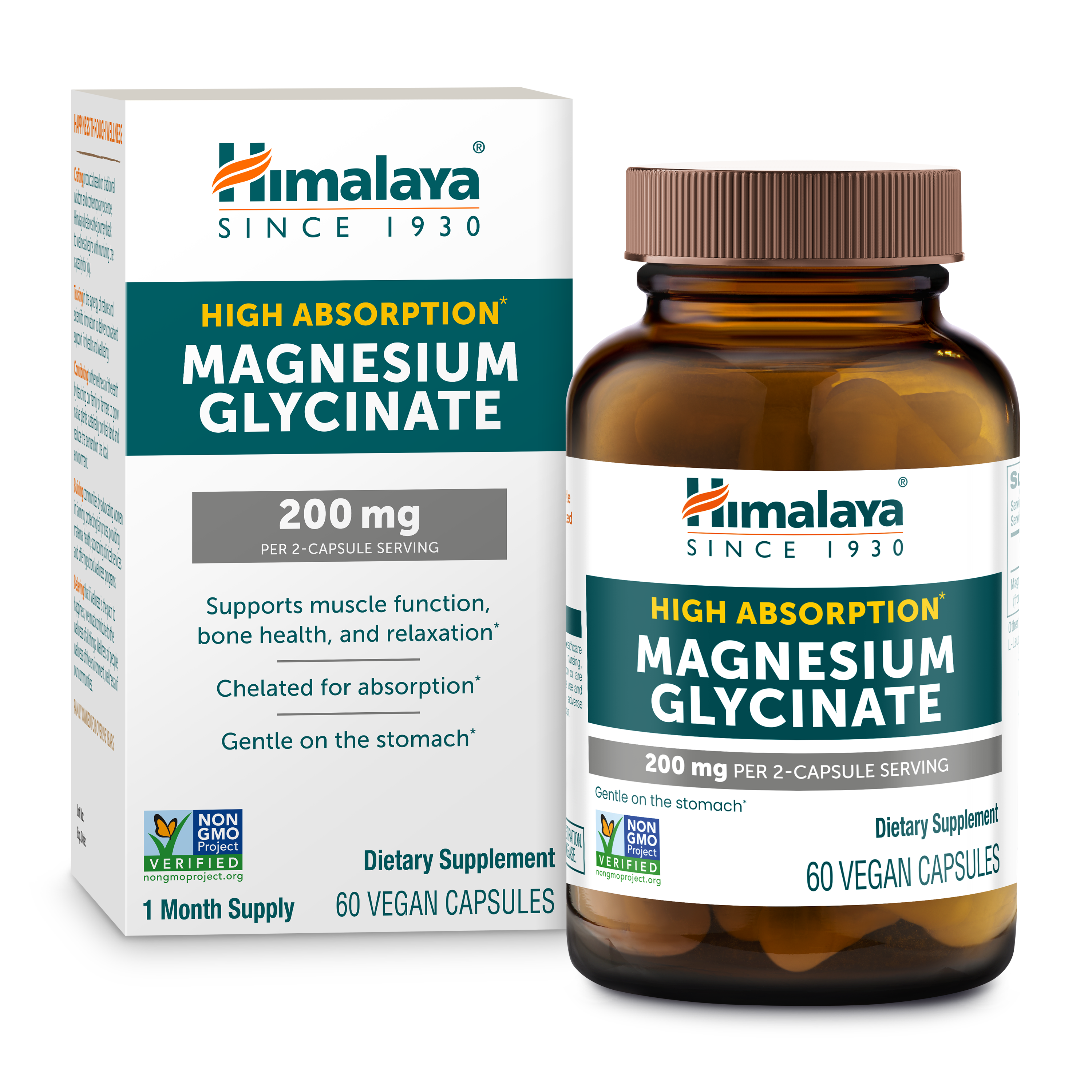 thumbnail video image 2 of Himalaya Magnesium Glycinate, 60 Vegan Capsules, High Absorption Dietary Supplement for Muscle Function, Bone Health, and Relaxation, Chelated, Non-GMO, Gluten-Free, 200mg per 2 Capsule Serving, 2 of 8