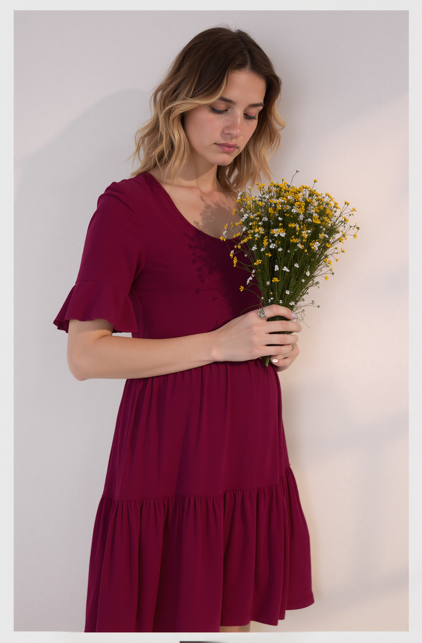 thumbnail video image 2 of Women's Summer Maternity Dress Ruffle Short Sleeve Maternity Clothes, 2 of 6