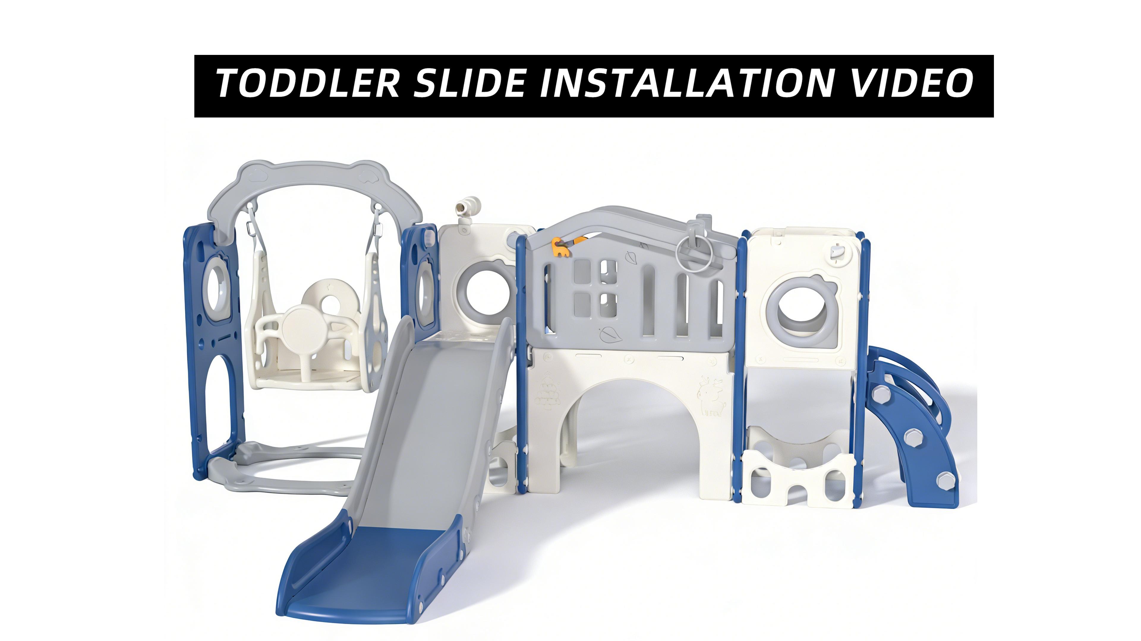 thumbnail video image 2 of XJD 12 in 1 Toddler Slide and Swing Set - Baby Slide for Toddlers 1-3, Indoor Outdoor Toddler Playset Playground, Coffee, 2 of 15