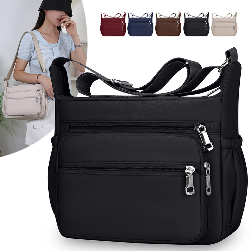 thumbnail video image 2 of Sunyuer Waterproof Oxford Crossbody Bag for Women, Multi-Pocket Lightweight Adjustable Wide Strap Shoulder Messenger Bag Large Capacity Casual Handbag for Travel Shopping Daily Work, 2 of 8
