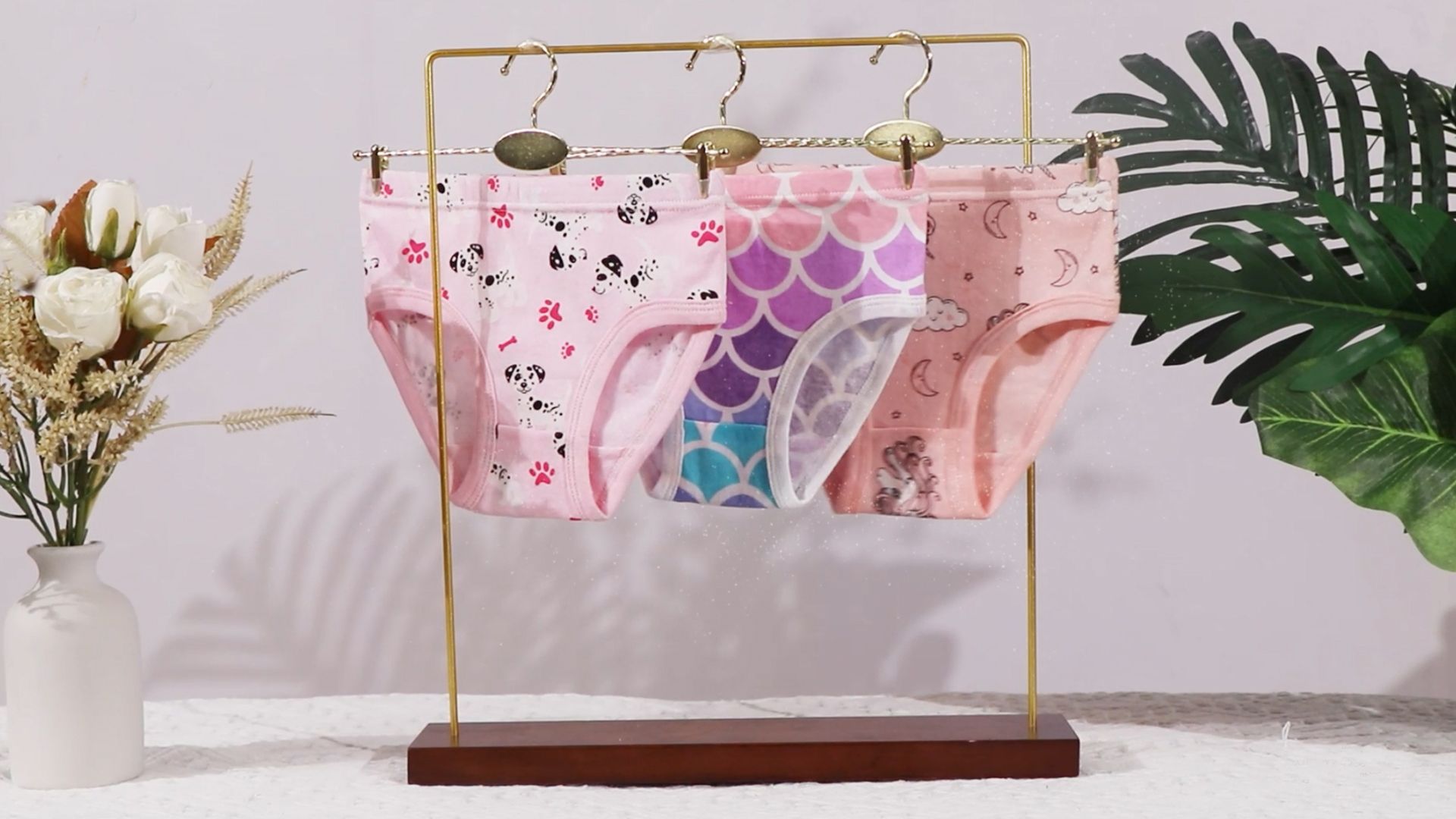 thumbnail video image 2 of Wowoo Place Toddler & Big Girls Panties 6‑Pack, Cute Assorted Print 100% Soft Cotton Underwear, 2 of 8