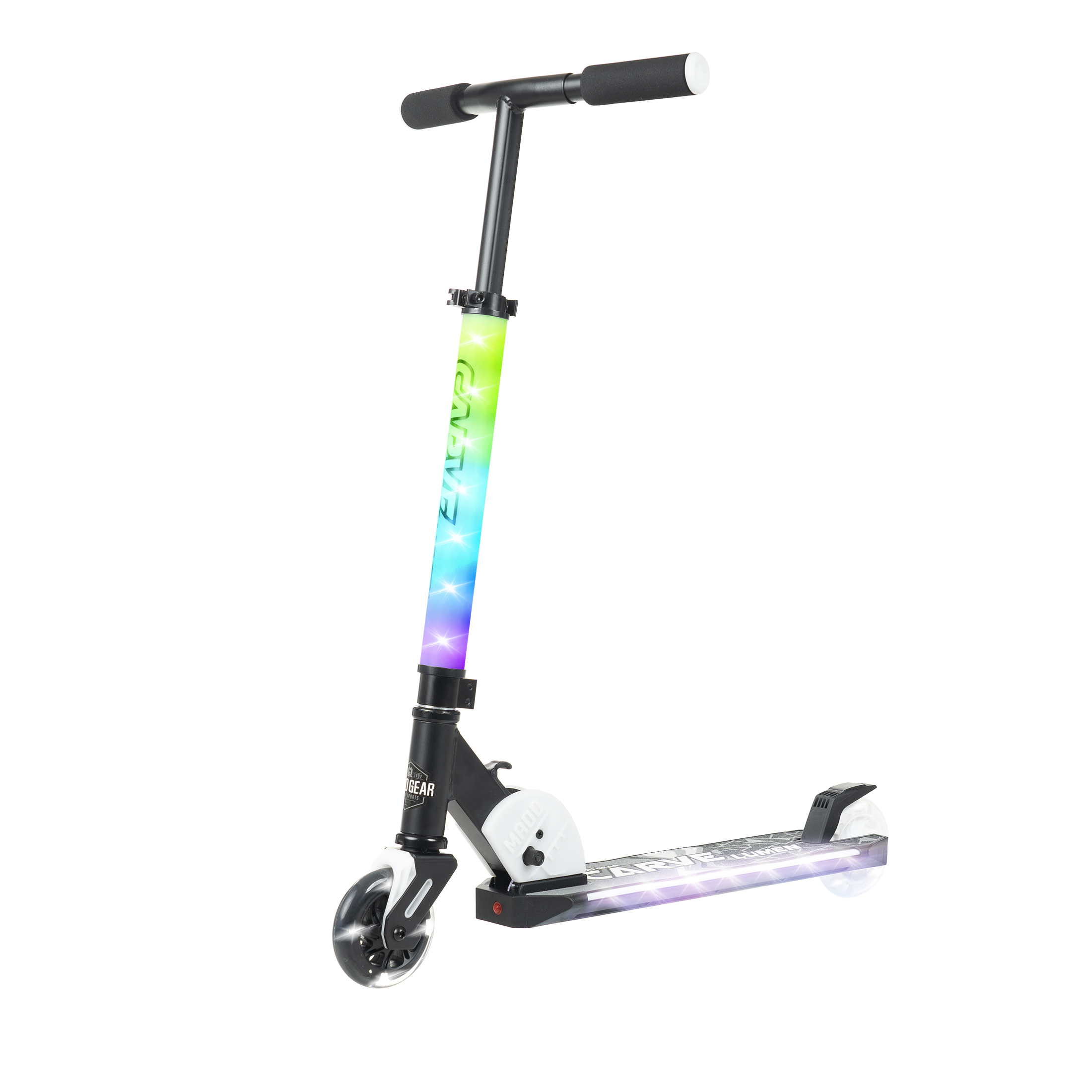 Madd Gear Lumen Light up Scooter RGB Handlebar & Deck 20 Flashing Modes  Height Adjustable Ages 3+