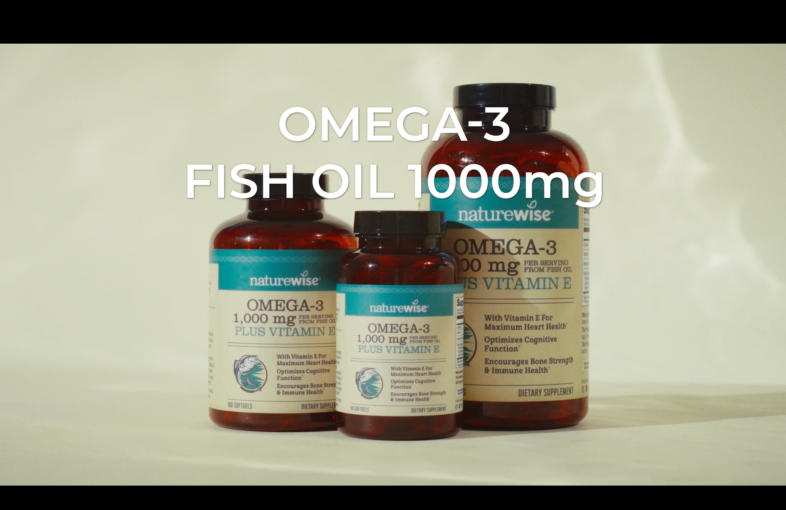 thumbnail video image 2 of NatureWise Omega 3 Fish Oil 1000mg + Vitamin E - Wild-Caught - 180 Softgels[90-Day Supply], 2 of 11