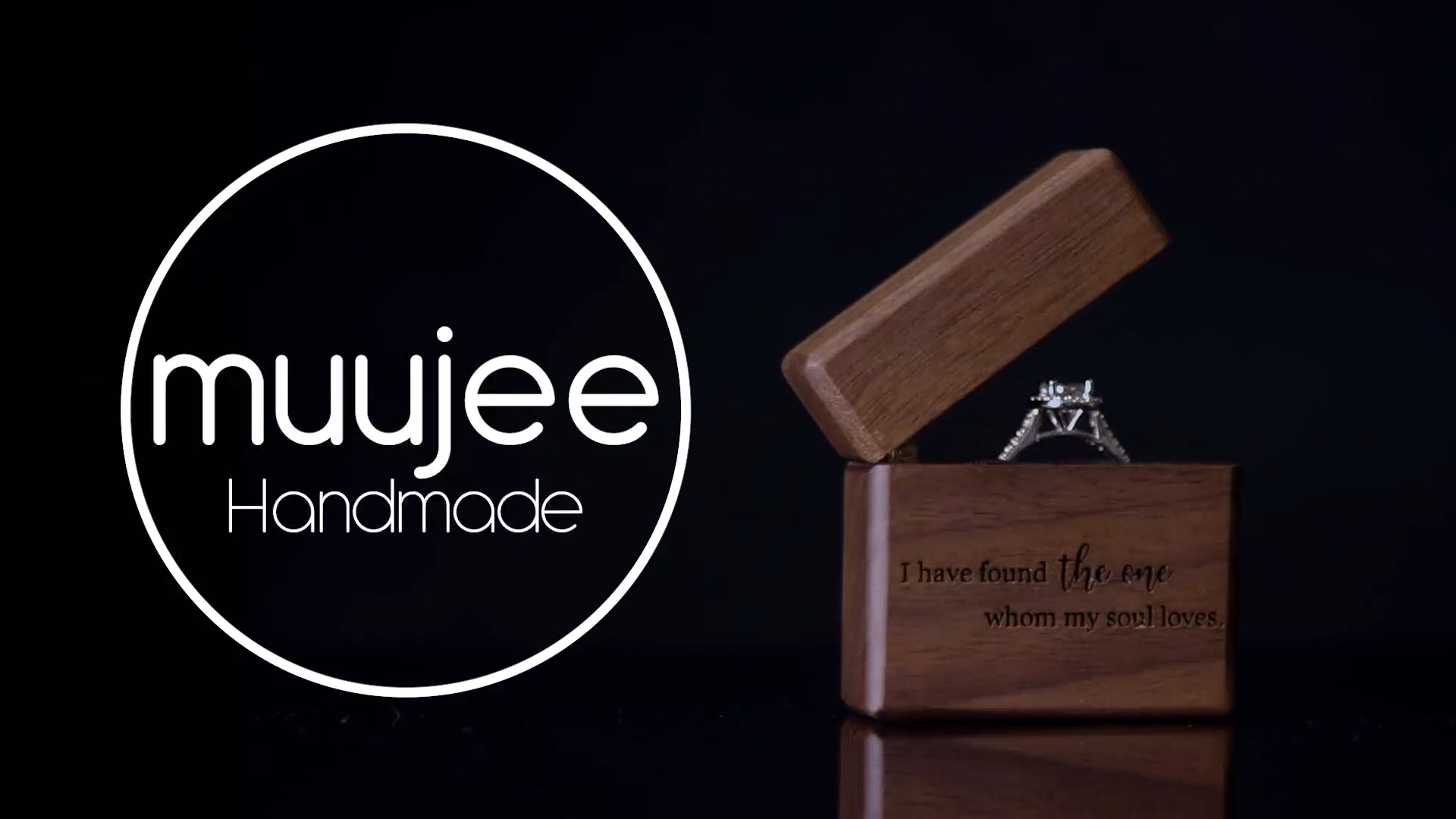 thumbnail video image 2 of MUUJEE Slim Engagement Proposal Ring Box - Engraved Wooden Ring Bearer Box for Wedding Ceremony, Photo Shoot Props, Secret Slim Hidden Box (The One), 2 of 7