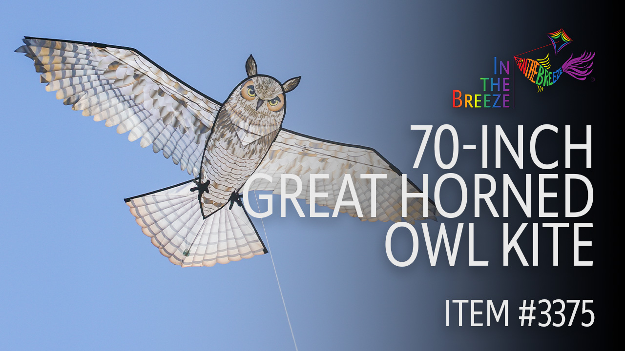 Relistic Kite In the Breeze 3375 — 70-inch Great Horned Owl Kite — Realistic Printed ...