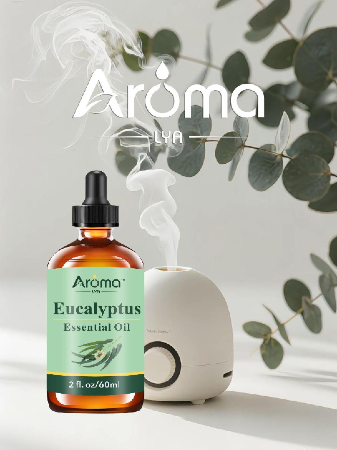 thumbnail video image 2 of AromaLya 60ml Eucalyptus Fragrance Oil | Refreshing Minty Scented Oil for Diffusers & Home | Large Size Herbal Aroma, 2 of 5