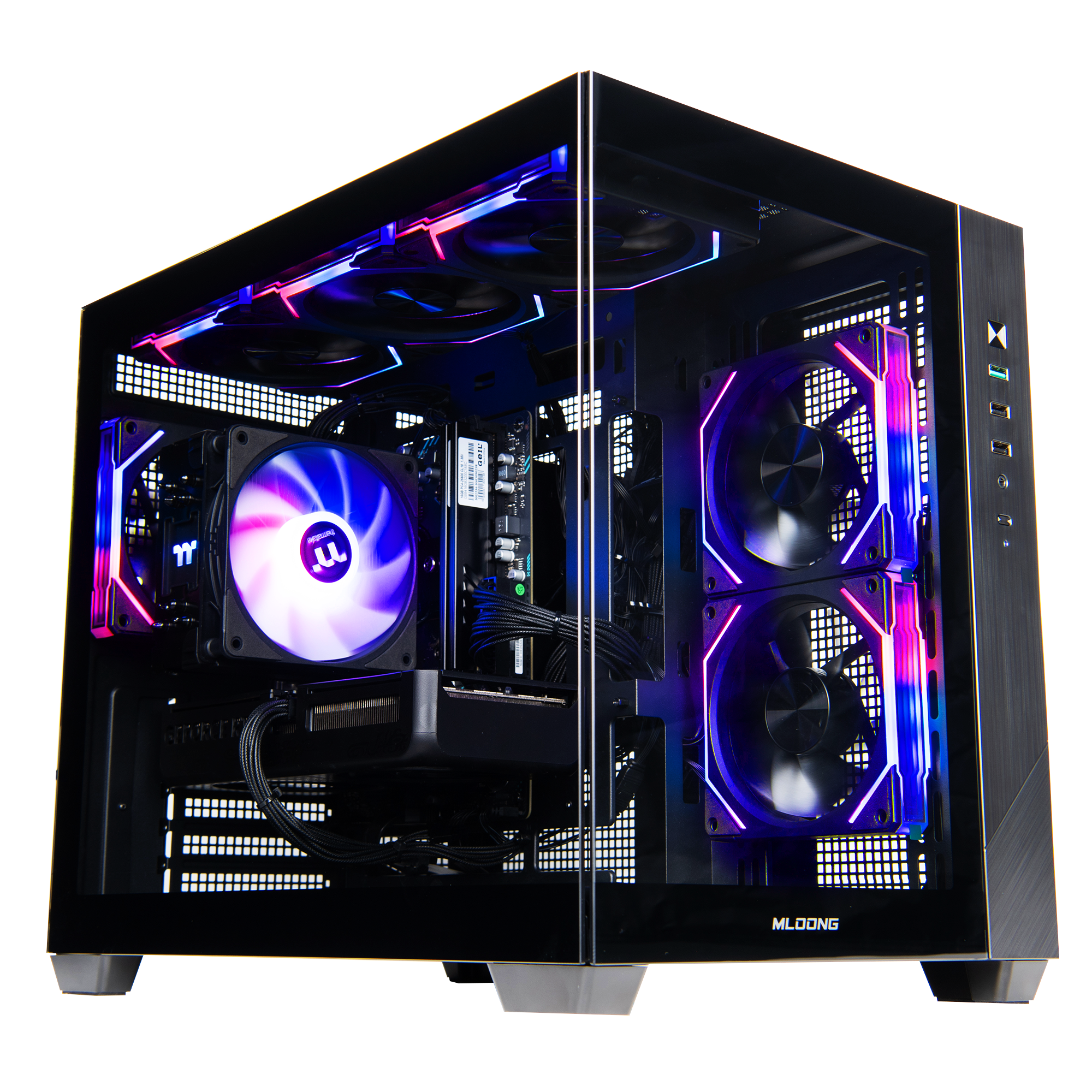thumbnail video image 2 of Mloong Gaming PC AMD Ryzen 5 5500 NVIDIA GeForce RTX 5060 16GB RAM 1TB SSD 650W Win11 WIFI Desktop Black, 2 of 10