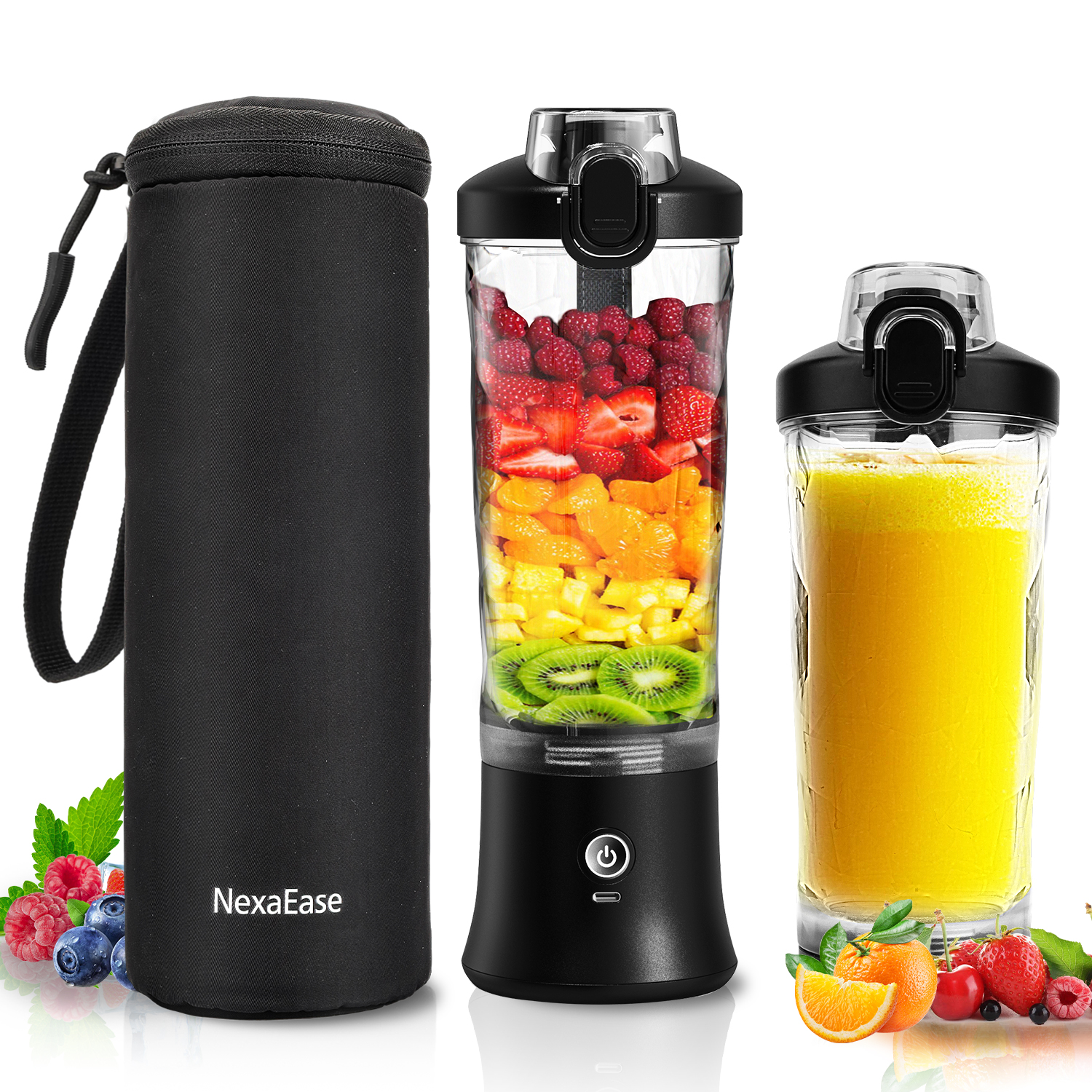 thumbnail video image 2 of Portable Blender Personal Juicer for Shakes and Smoothies - 20 OZ Electric Protein Shaker Bottle with Insulated Sleeve, Travel Lid, USB-C Rechargeable - Mini Small Blender Cup for Kitchen,Office,Gym, 2 of 8
