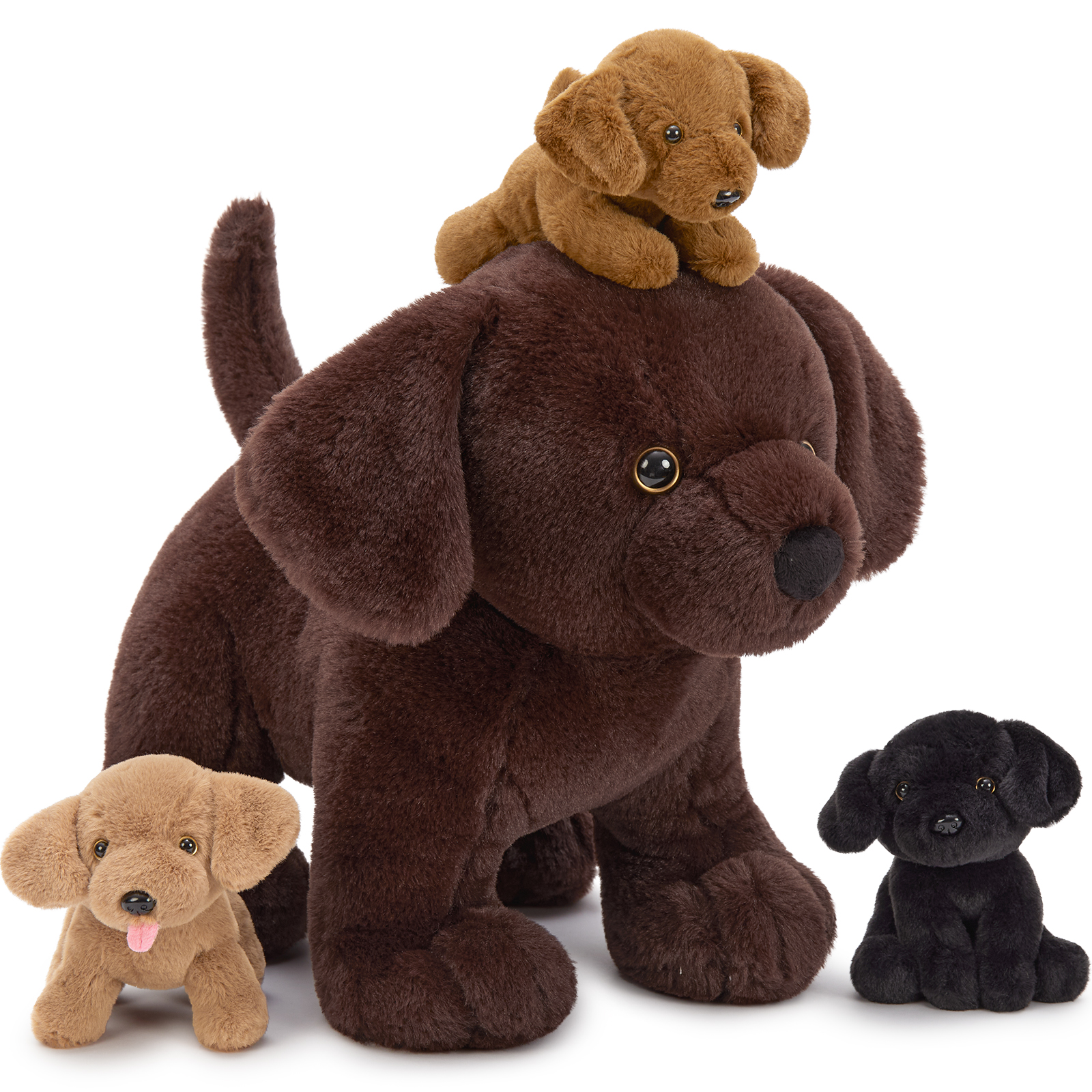 thumbnail video image 2 of MaoGoLan 4Pcs Labrador Stuffed Animal 16'' Large Stuffed Labrador With 3 Puppies Dog Plush Toy, 2 of 11