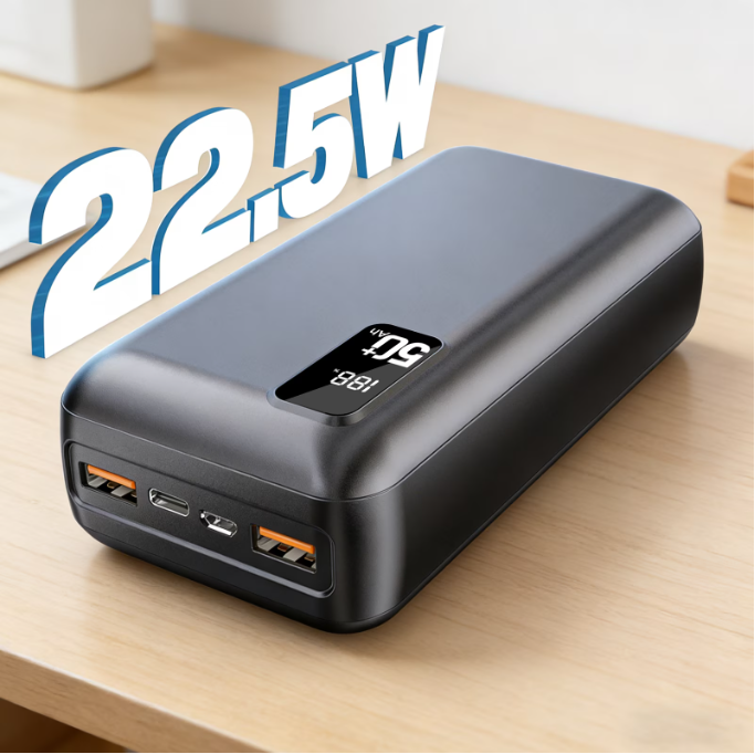 thumbnail video image 2 of 50000mAh High-Capacity Fast Charging Power Bank, LED Digital Display Portable Phone Charger, Emergency Power Supply for Camping and Outdoor Travel, 2 of 9