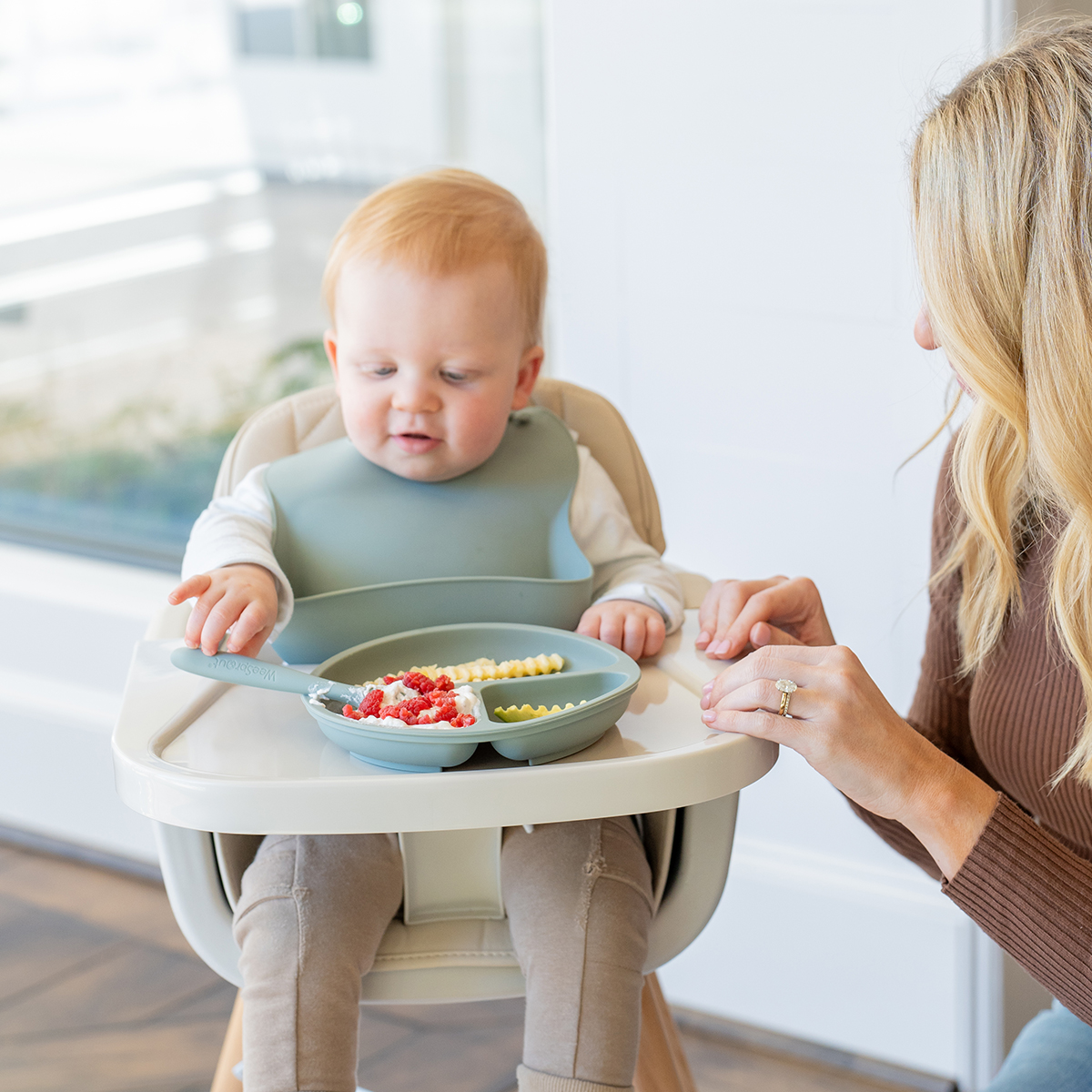 thumbnail video image 2 of WeeSprout Silicone Baby Feeding Set, Develops Self Feeding Skills, BPA-Free, 8-Piece, 2 of 9