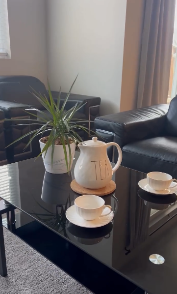 thumbnail video image 2 of Glass Coffee Table for Living Room, SEGMART Modern Coffee Table with Lower Shelf, Rectangle Center Table with Metal Legs, Glass Table, Sofa Table, Tea Table, Living Room Table, 2 of 11