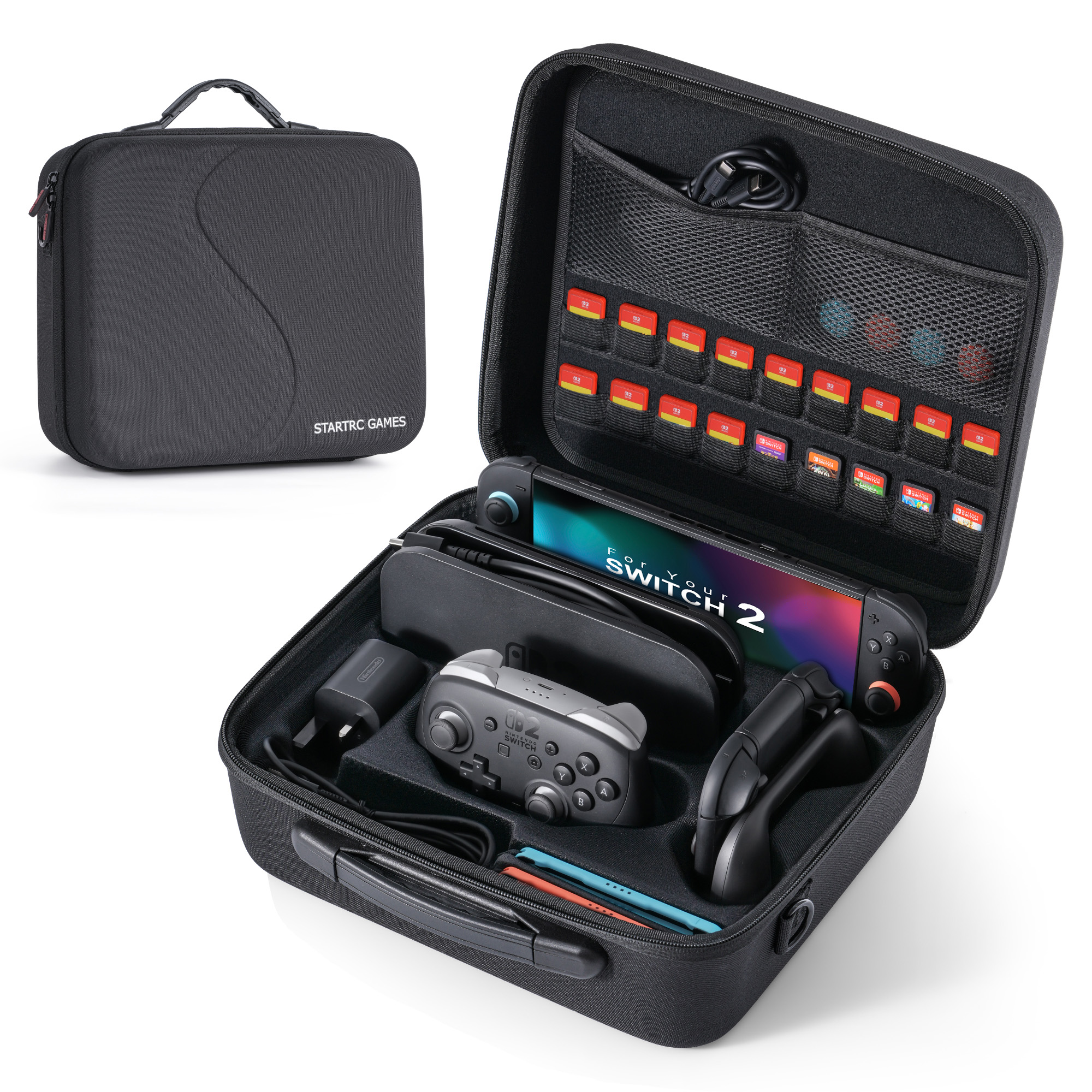 thumbnail video image 2 of Suitable for Switch 2 gaming console hard storage case, portable hard handheld travel case, used for Switch 2 console Pro controller protection box accessories, 2 of 9