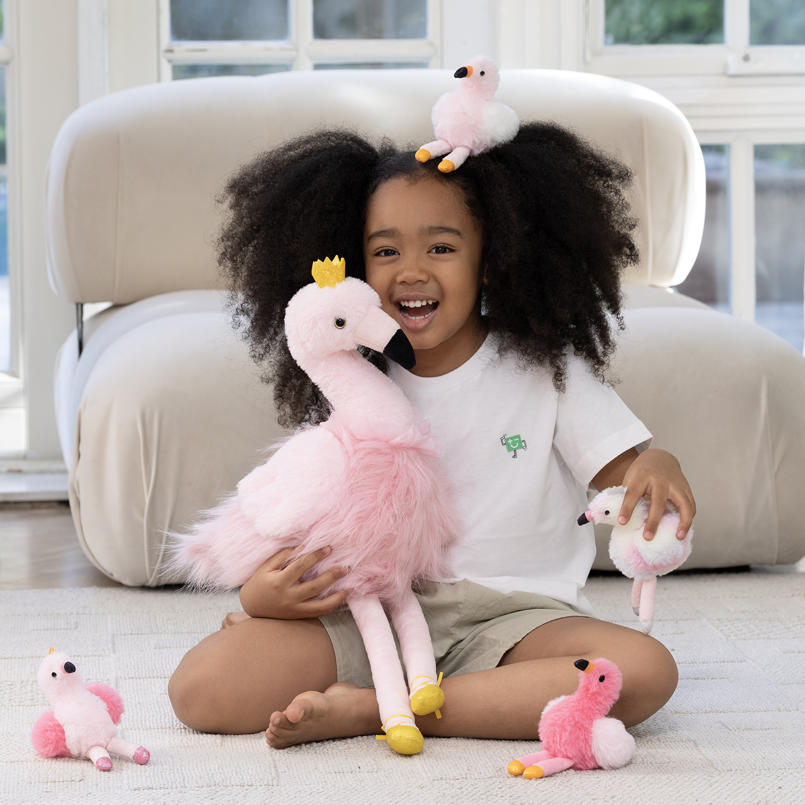 thumbnail video image 2 of MorisMos 24" Pink Ballerina Flaming Stuffed Animal with 4 Baby Bird Plush Toys, 2 of 9