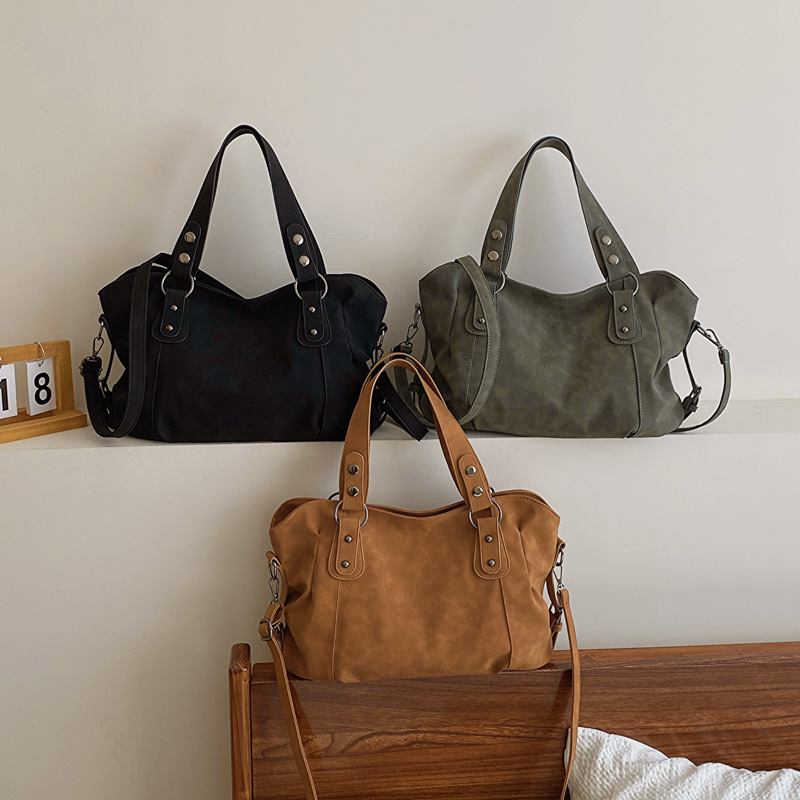 thumbnail video image 2 of Sunyuer Vintage Large Leather Tote Handbags for Women, Soft Hobo Shoulder Bag Satchel Purse with Adjustable Strap, 2 of 8
