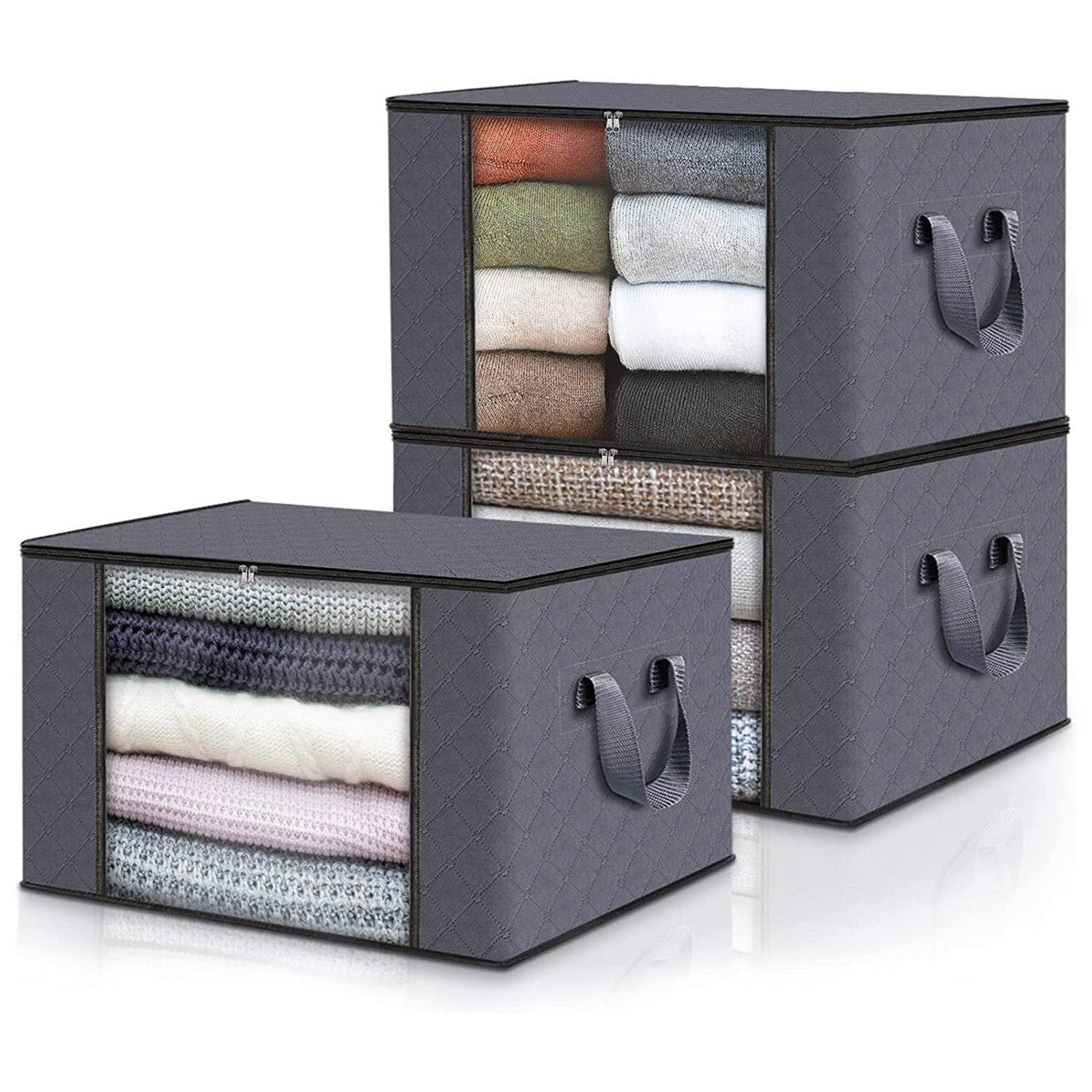 thumbnail video image 2 of PRETXORVE Household Wardrobe Storage Box Clothes and Miscellaneous Items Sorting Storage Box Oxford Cloth Foldable Storage Box, 2 of 9