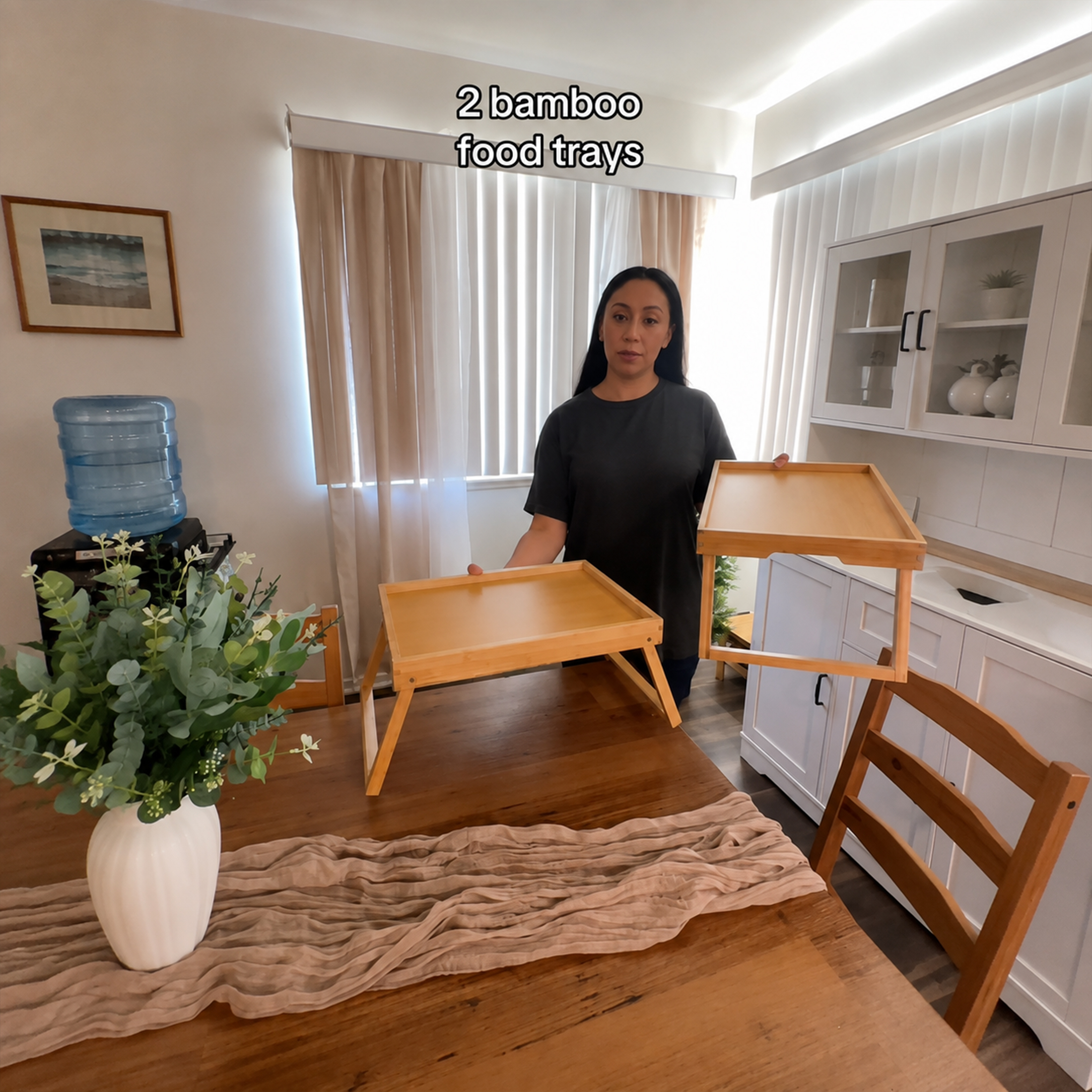 Artmeer Bamboo Bed Tray Table with Foldable Legs Breakfast Serving Tray ...