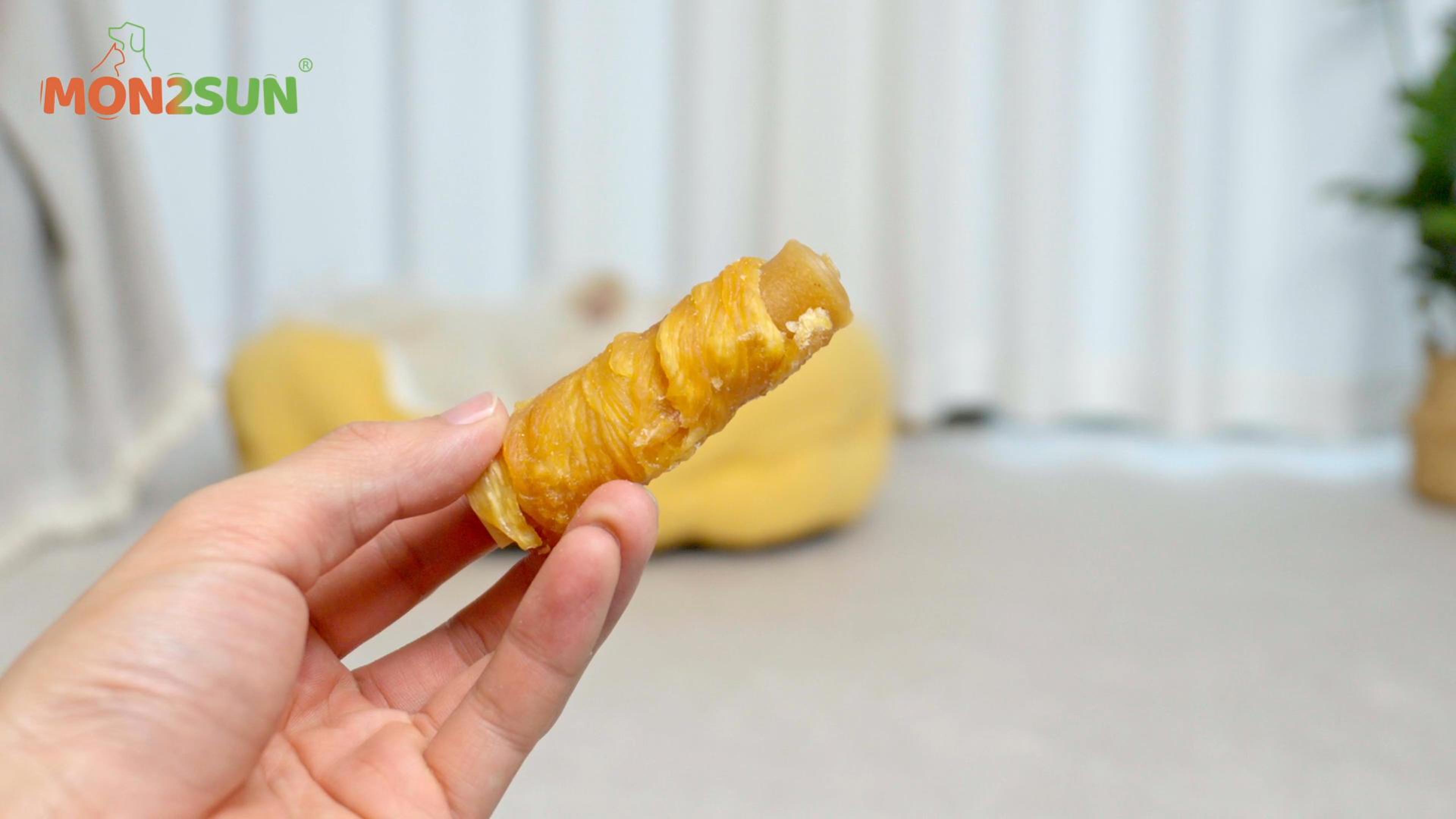 thumbnail video image 2 of MON2SUN Chicken Wrapped Peanut Butter Rolls Small Dog Treats, 21.16 oz (16 Count), 2 of 10