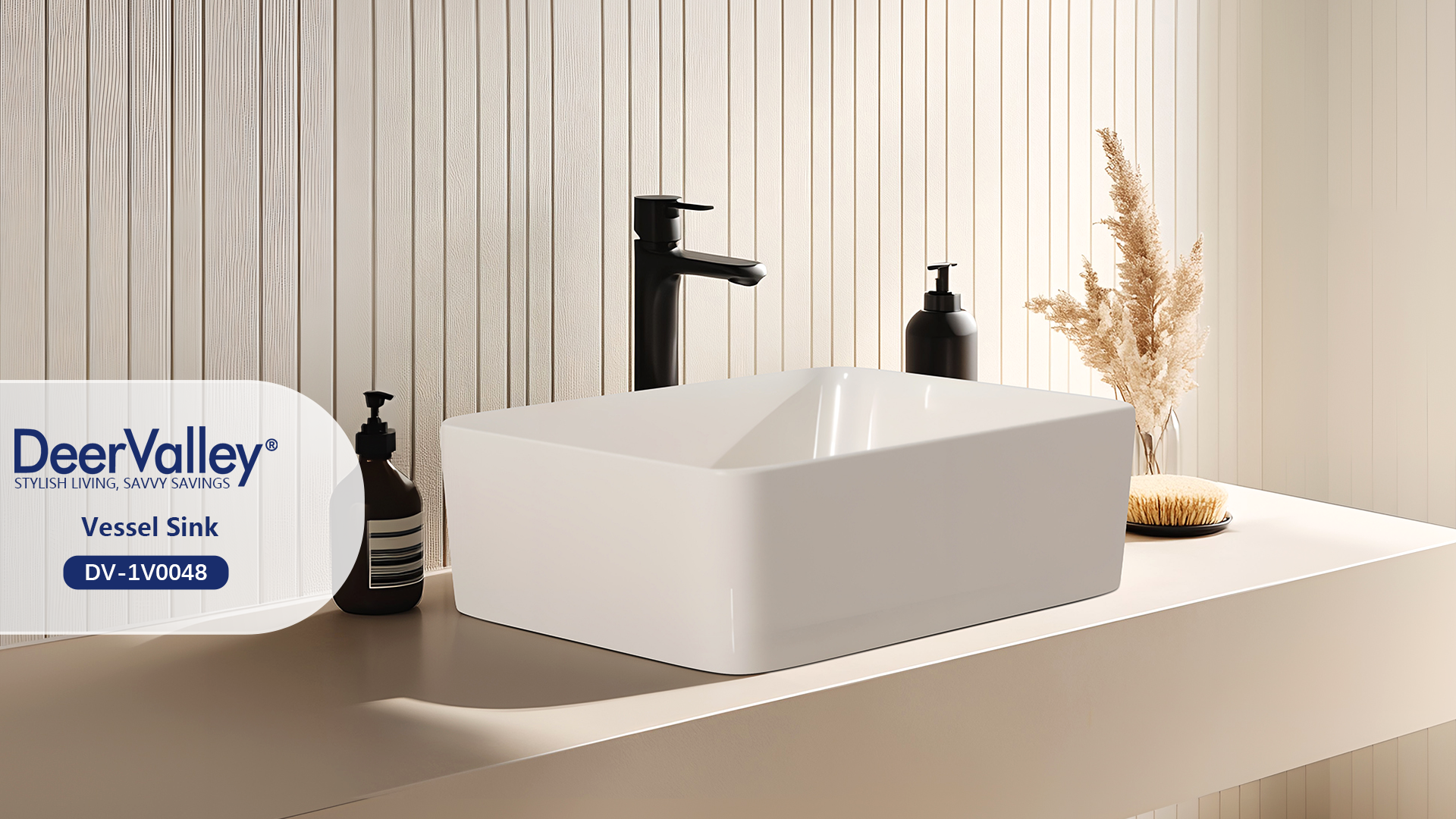 thumbnail video image 2 of DeerValley 12" White Ceramic Rectangular Batheoom Vessel Sink DV-1V0048, 2 of 9