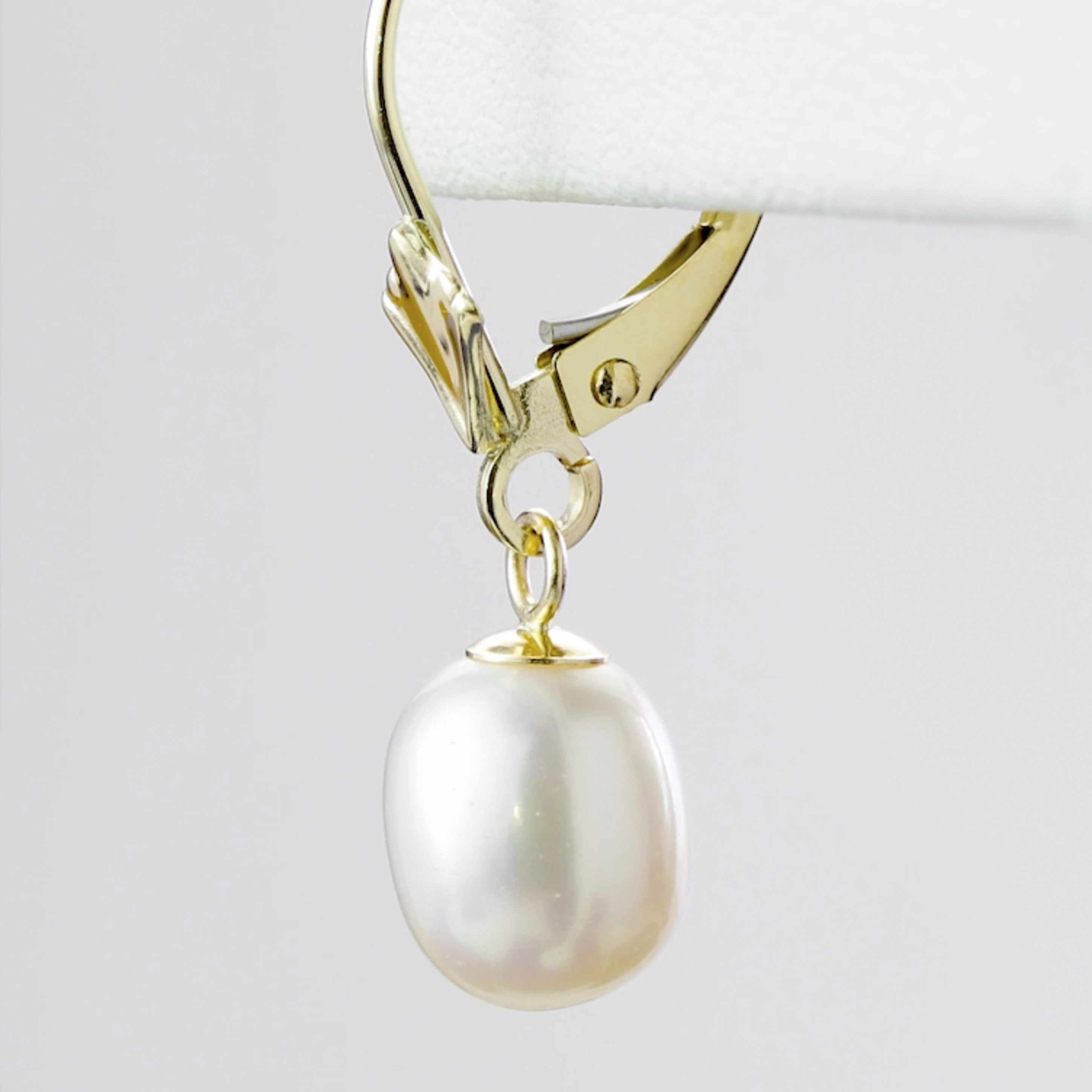 thumbnail video image 2 of Gem Stone King Gorgeous 14KT Gold 9mm Cultured Freshwater Pearl Dangle Women's Earrings, 2 of 7