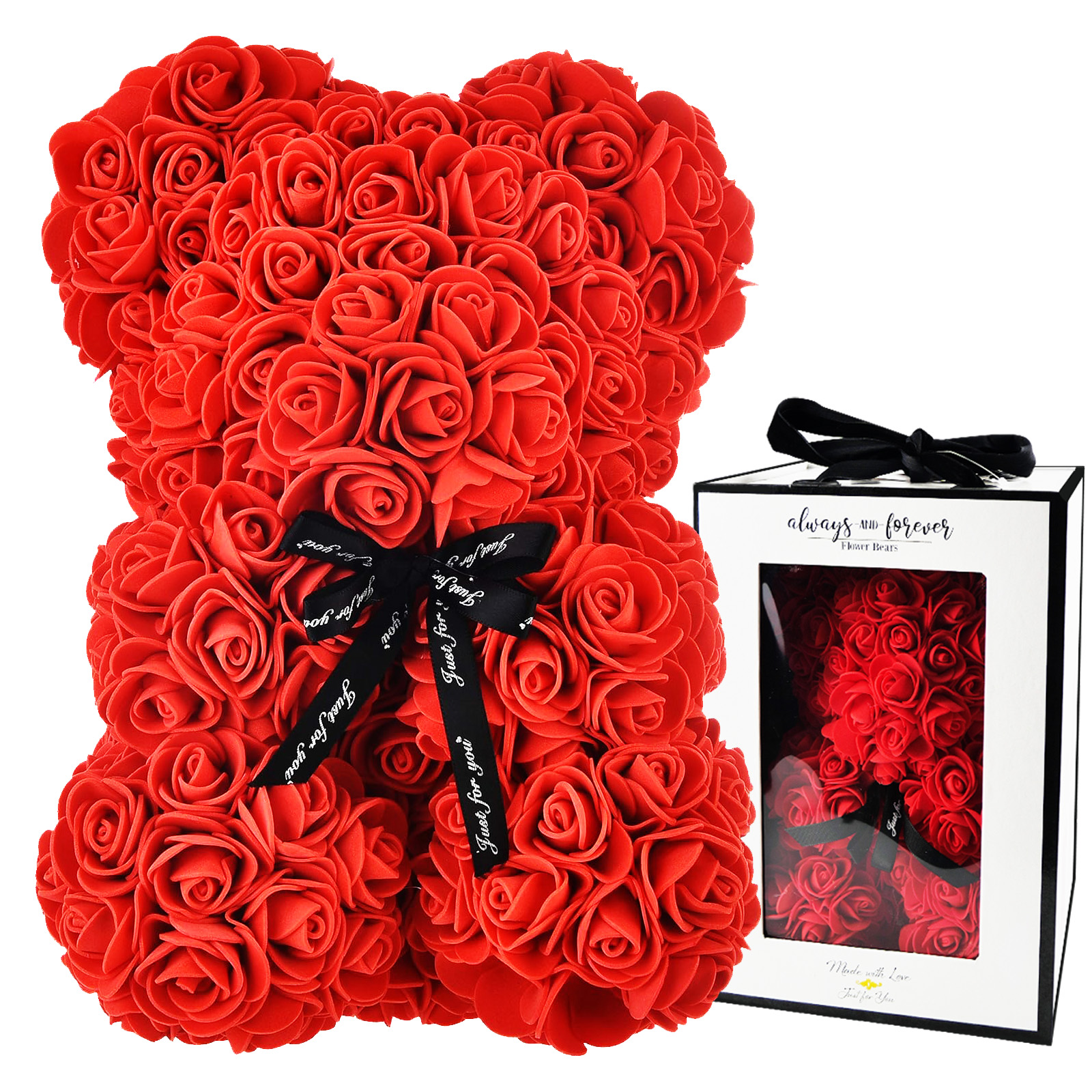 thumbnail video image 2 of Lockways Glowing Rose Teddy Bear with Box Birthday Gift for Wife and Mother, Teddy Rose Flower Wedding Bear, 2 of 10