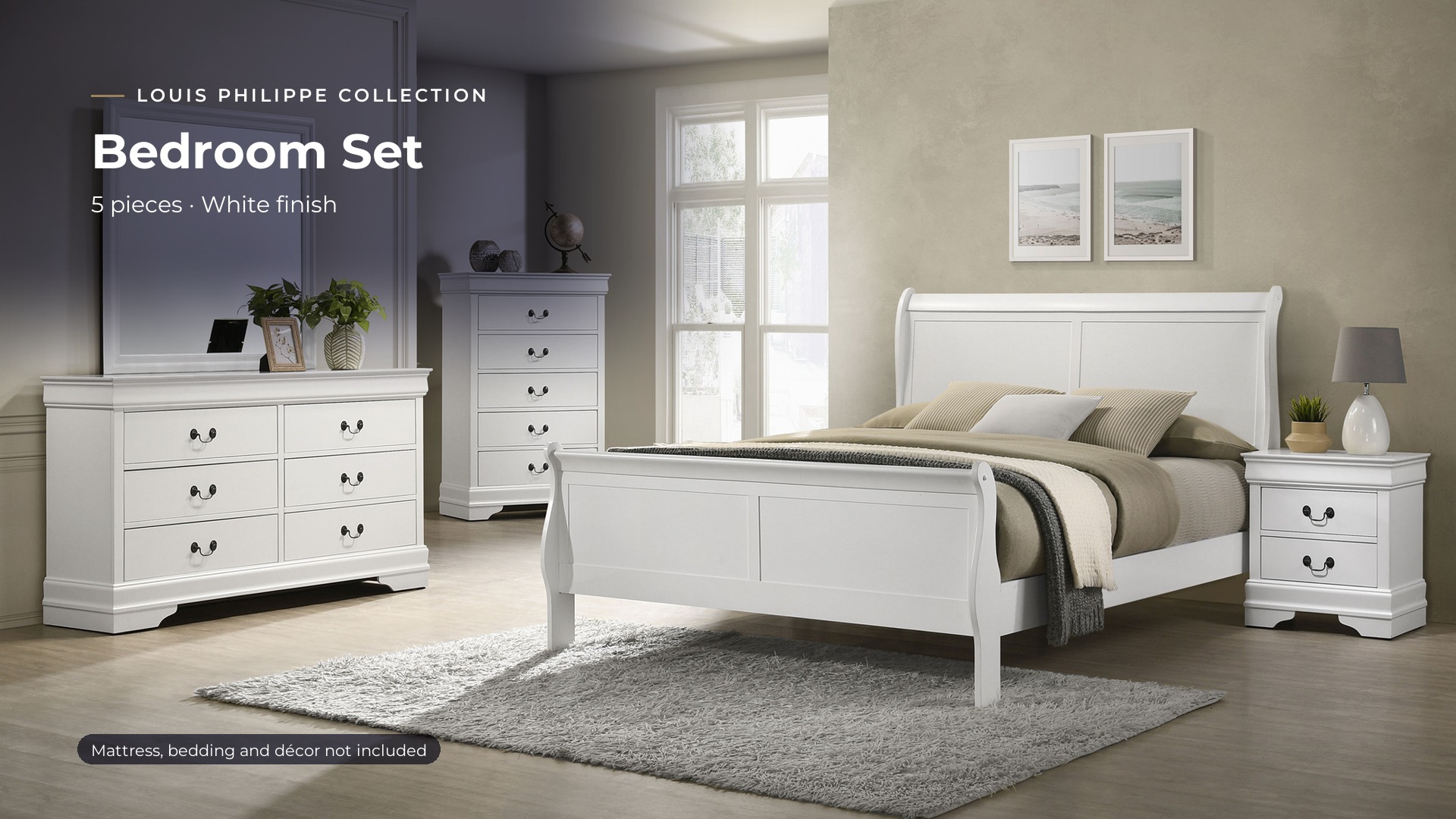 thumbnail video image 2 of Coaster Louis Philippe 5-Piece Full Bedroom Set, White, 2 of 20