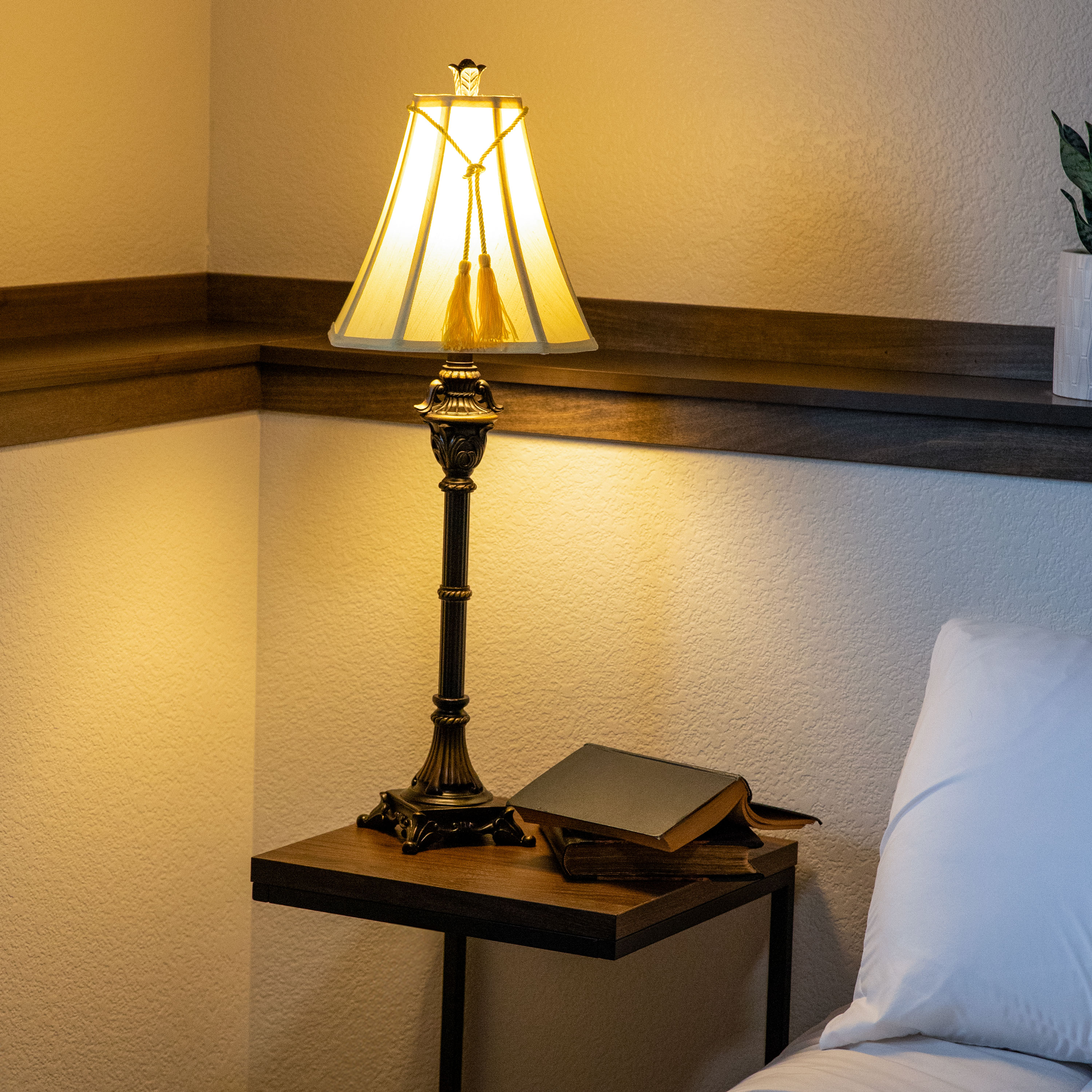 thumbnail video image 2 of Sunnydaze Home Grandeur 28.75" Classic Bronze Accent Table Lamp with Beige Shade (2 Count), 2 of 12