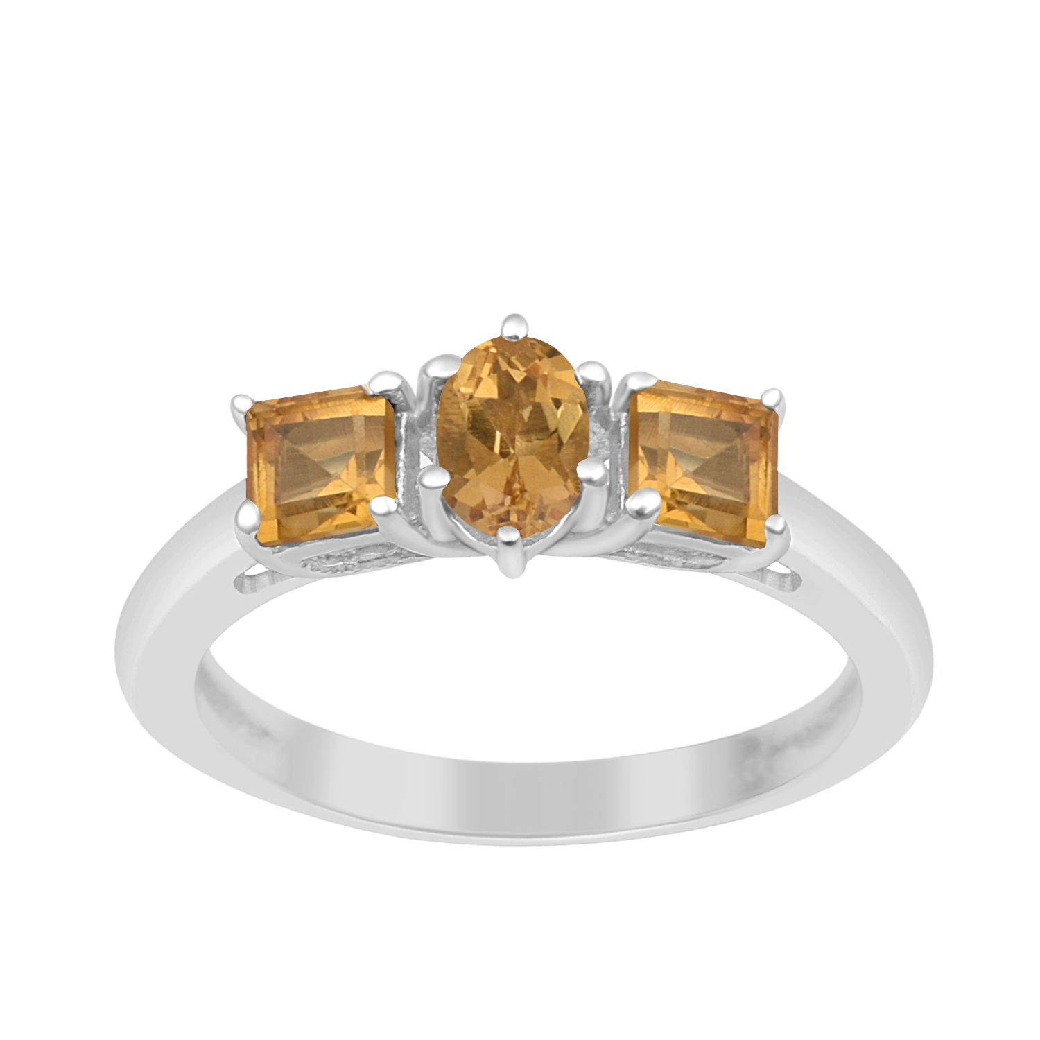 thumbnail video image 2 of 6X4mm Oval Shape Citrine Gemstone 925 Sterling Silver Three Stone Women Promise Ring, 2 of 7