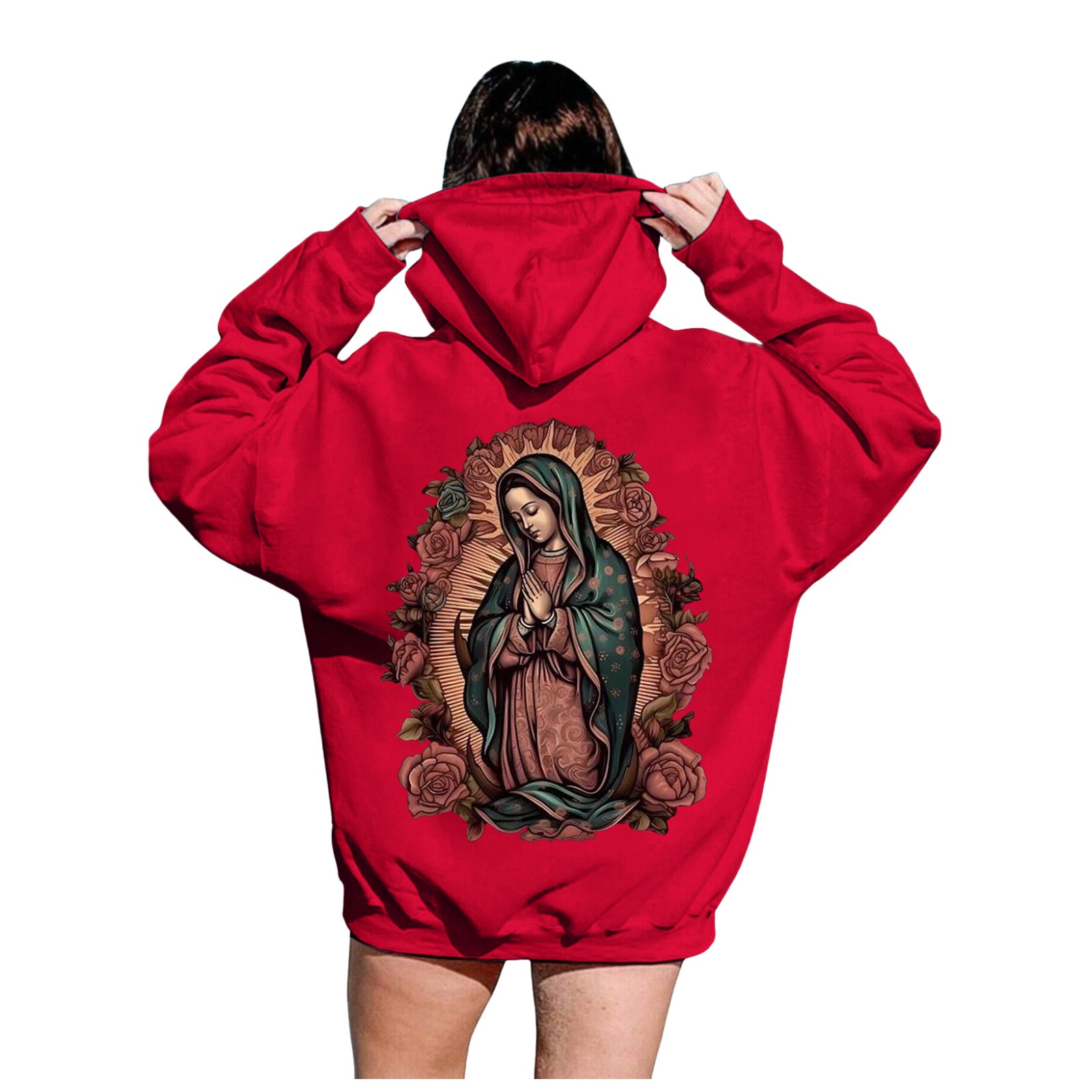 thumbnail video image 2 of YUEHUA Unisex Virgin Mary Hoodie Love Printed Fashion Sport Hip Hop Hoodie Sweatshirt Pocket Jacket Pullover Tops, 2 of 7