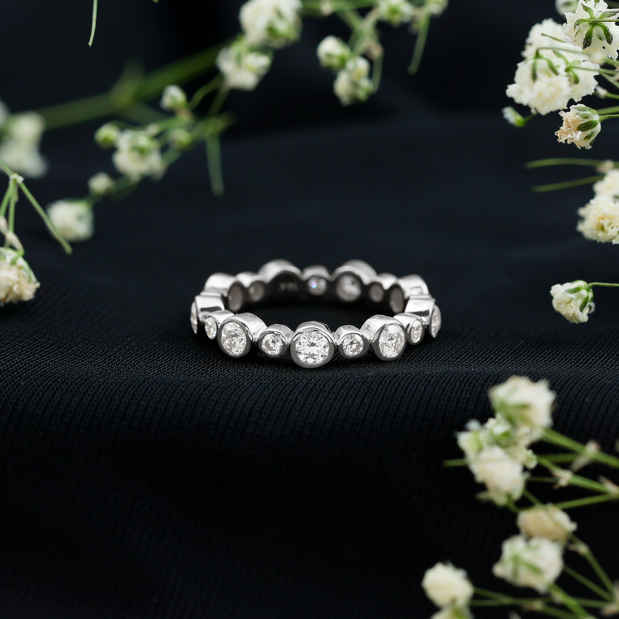 thumbnail video image 2 of Rosec Jewels Certified Moissanite Eternity Ring for Women - Wedding Anniversary Ring - D-VS1 Quality - with Jewelry Box, 14K Yellow Gold, US 10.50, 2 of 9