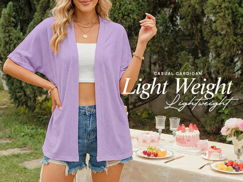 thumbnail video image 2 of Merokeety Womens Summer Lightweight Kimono Cardigan Short Sleeve Beach Cover Ups LakeBlue S, 2 of 8