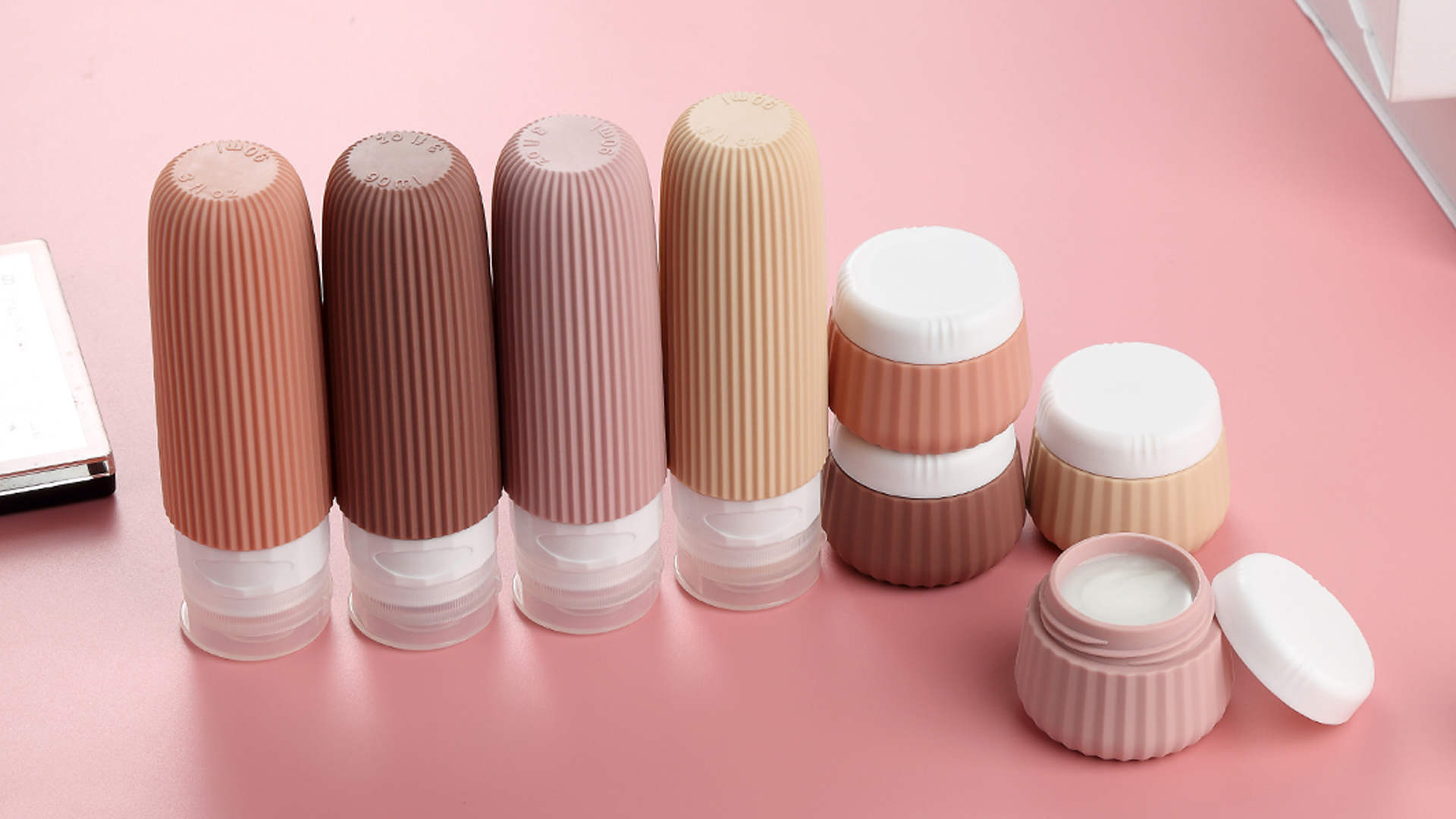 thumbnail video image 2 of Micebay Travel Bottles for Toiletries 8 Pack, Tsa Approved 3-oz Travel Size Containers with Clear Bag, Silicone Squeezable Essentials Creams Jars, 2 of 17