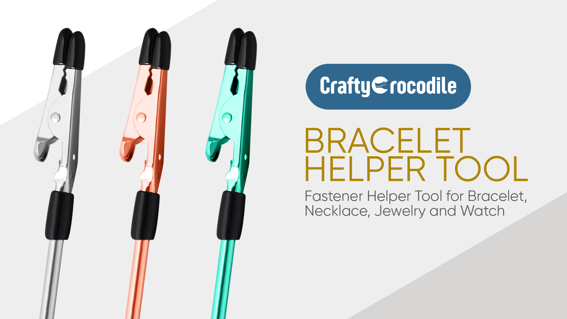 thumbnail video image 2 of CraftyCrocodile Bracelet Helper Tool, Metal Fastener for Bracelet, Necklace, Jewelry, Watch - Easy-to-Use Portable Clasp Helper, Rose, 2 of 7