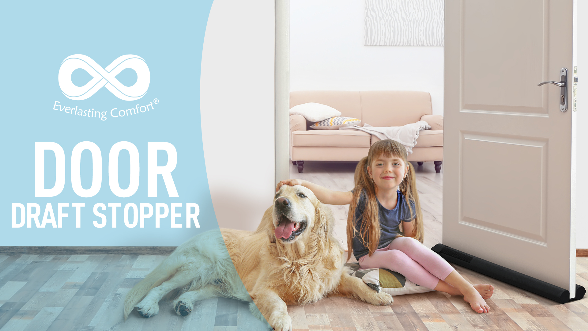 thumbnail video image 2 of Everlasting Comfort Under Door Draft Stopper - 2” Thick Polyester Foam Draft Blocker & Gap Guard Seal, 2 of 10