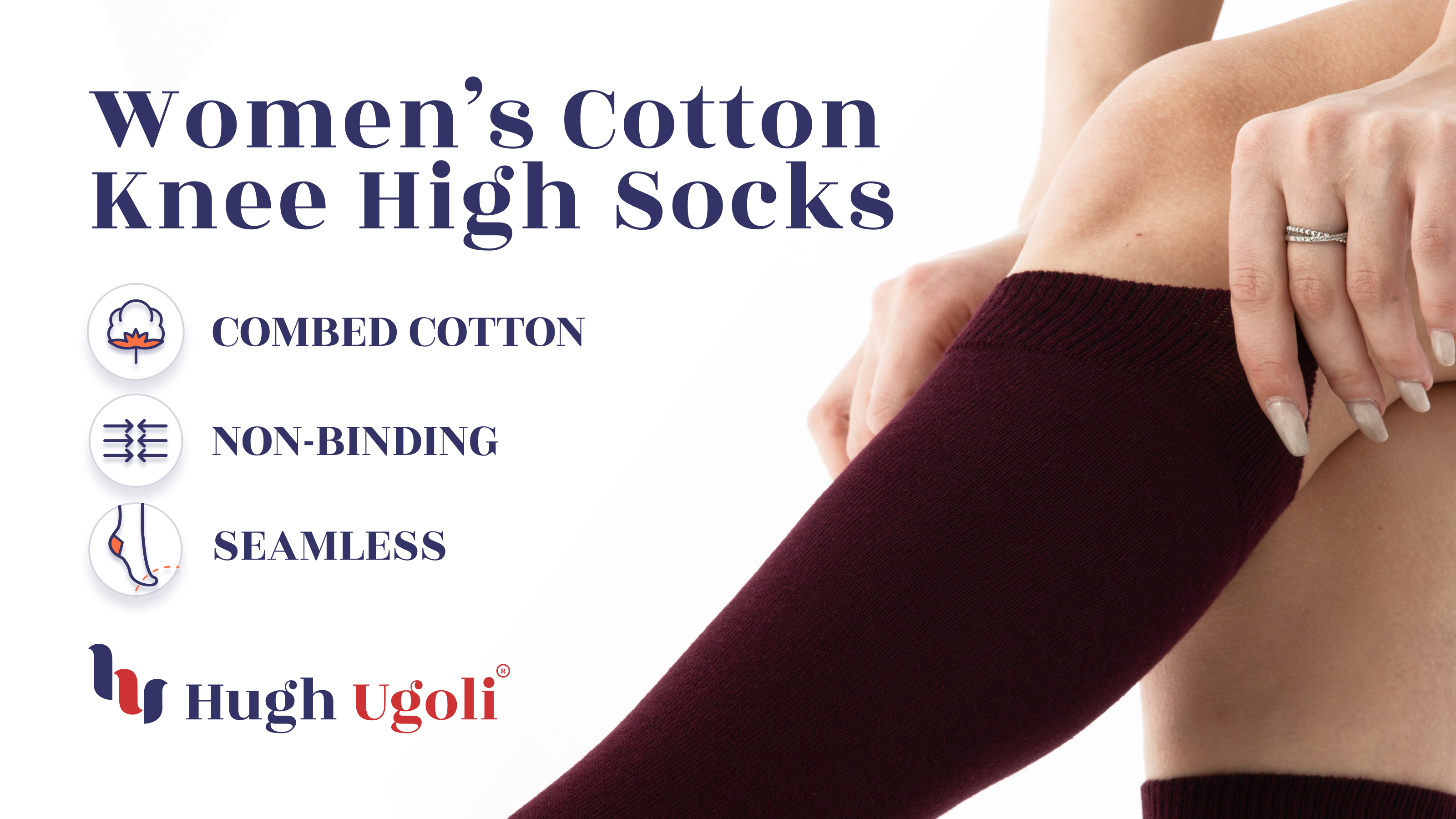 thumbnail video image 2 of HUGH UGOLI Women Cotton Knee High Socks, Long Dress School Uniform Socks for Girls, Soft & Lightweight Boot Socks, Shoe Size: 8-11, Light Gray, 4 Pairs, 2 of 7