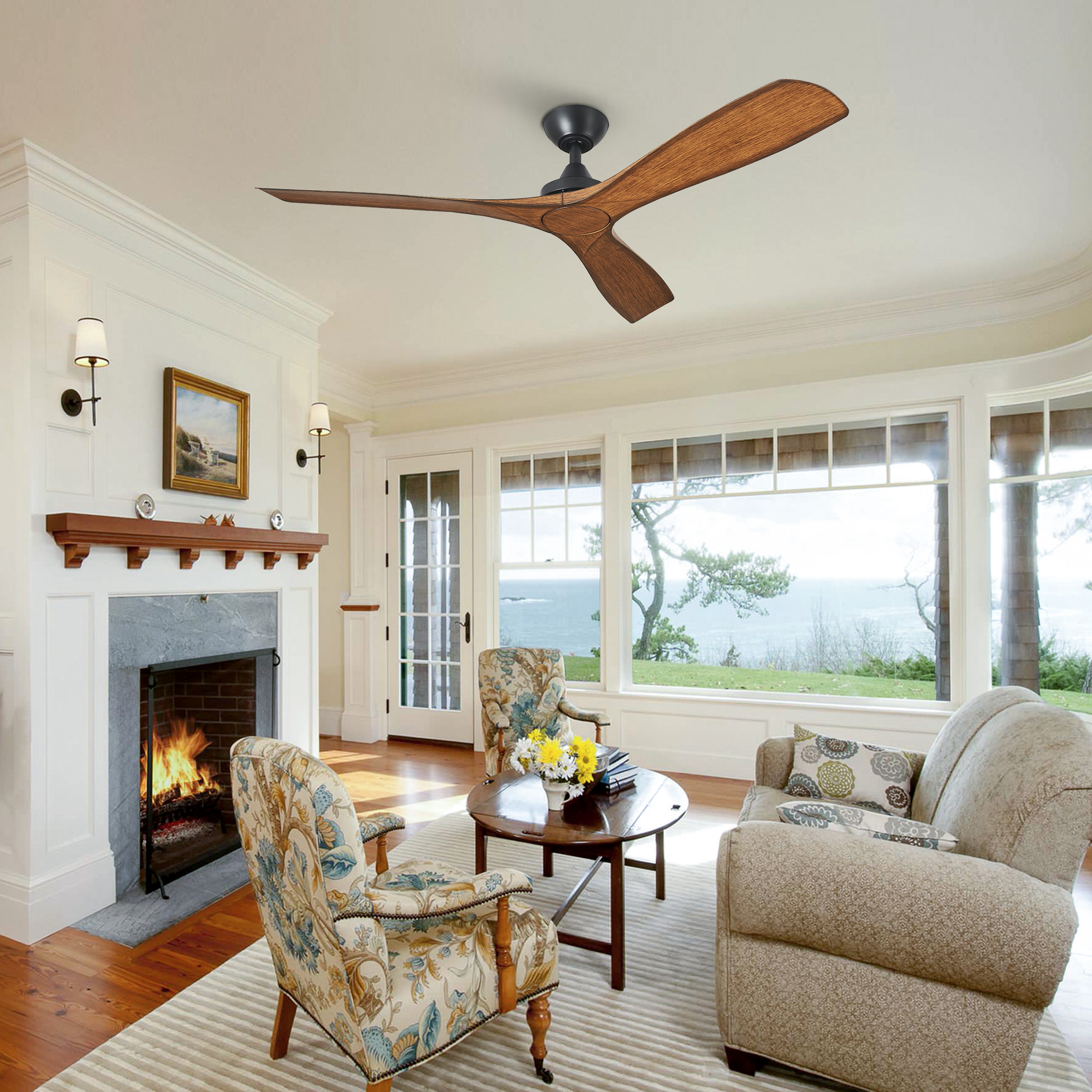 thumbnail video image 2 of Tranditional 52-Inch Indoor Outdoor Ceiling Fan with Remote Control, 3 ABS Blades, and Quiet DC Motor, 2 of 16