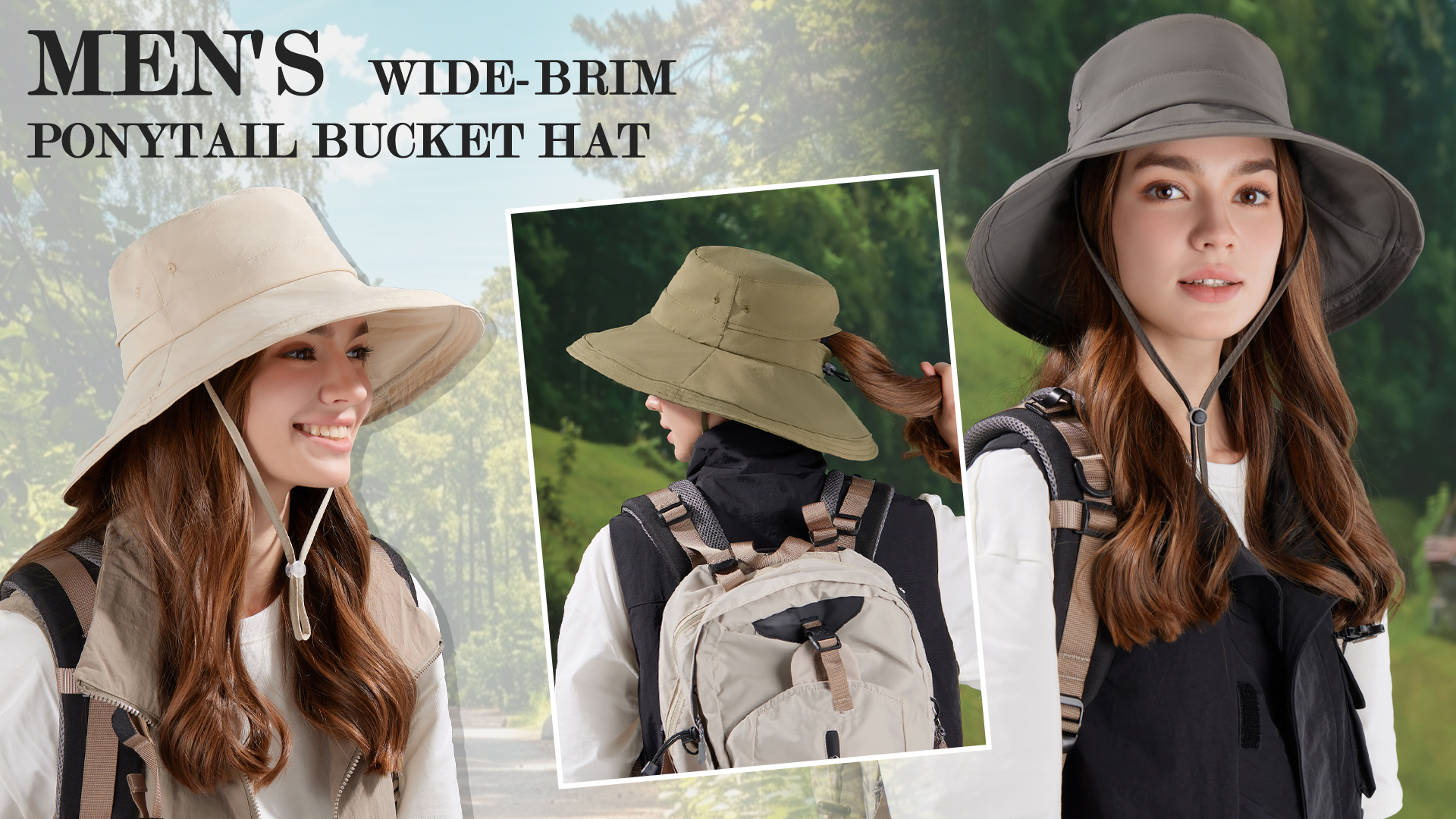 thumbnail video image 2 of HonorHut Sun Protection Wide Brim Bucket Hat for Women,Green,Lightweight Packable Water Resistant with Detachable Neck Flap for Fishing Hiking Camping, 2 of 7