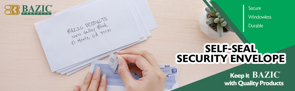 thumbnail video image 2 of BAZIC Security Self Seal Envelope 3 5/8" x 6 1/2" #6 Tint Mailing Envelopes, 80-Count, 3-Packs, 2 of 8