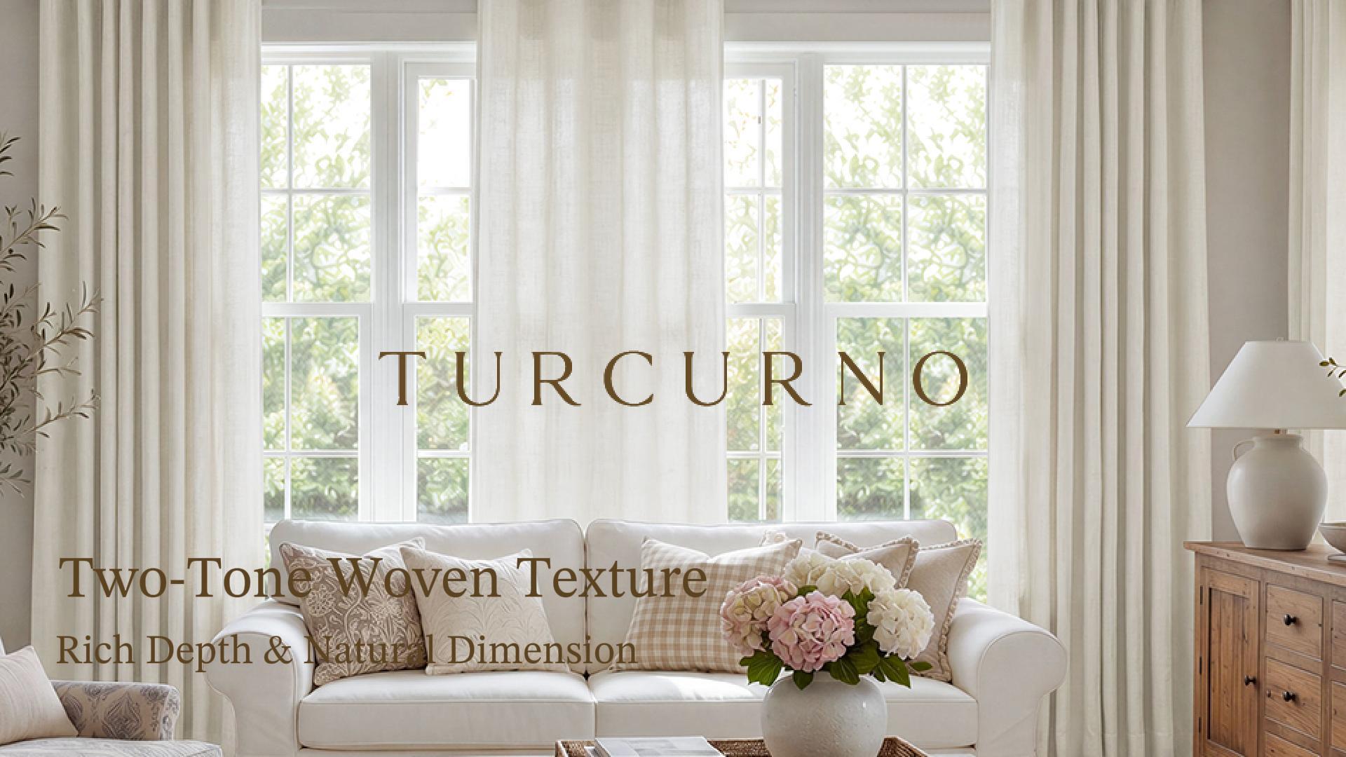 thumbnail video image 2 of TURCURNO Light Filtering Linen Curtains for Bedroom Dining Room,Soft Fabric Bronze Grommet Semi Sheer Privacy Drapes 2 Panels,Olive Green,52"x45", 2 of 11