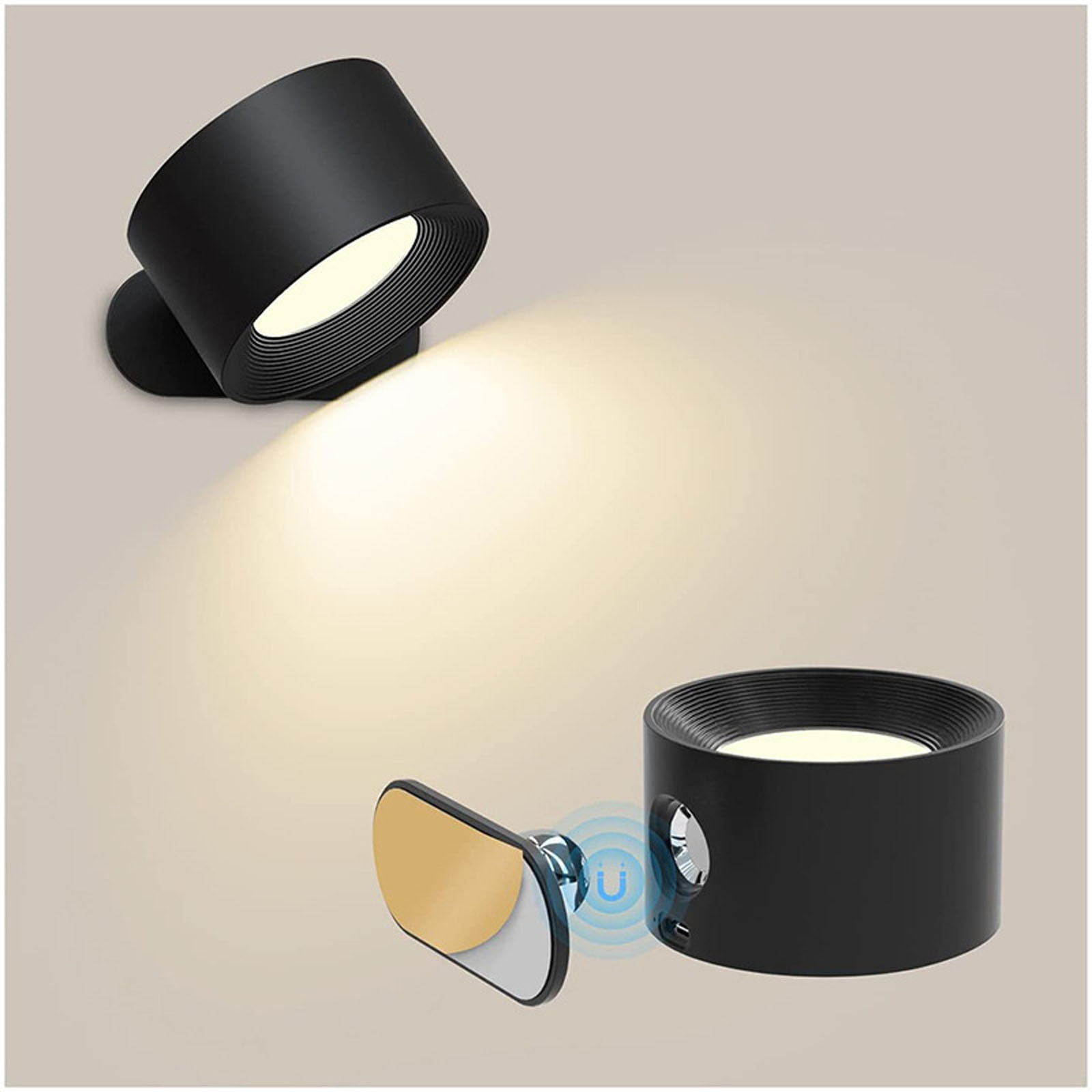 thumbnail video image 2 of Wall Mounted Bedside Lamps – LED Wall Lamp with Adjustable Brightness,Magnetic Base,USB Rechargeable,360° Rotatable,Ideal for Reading,Bedrooms & Small Spaces, 2 of 12