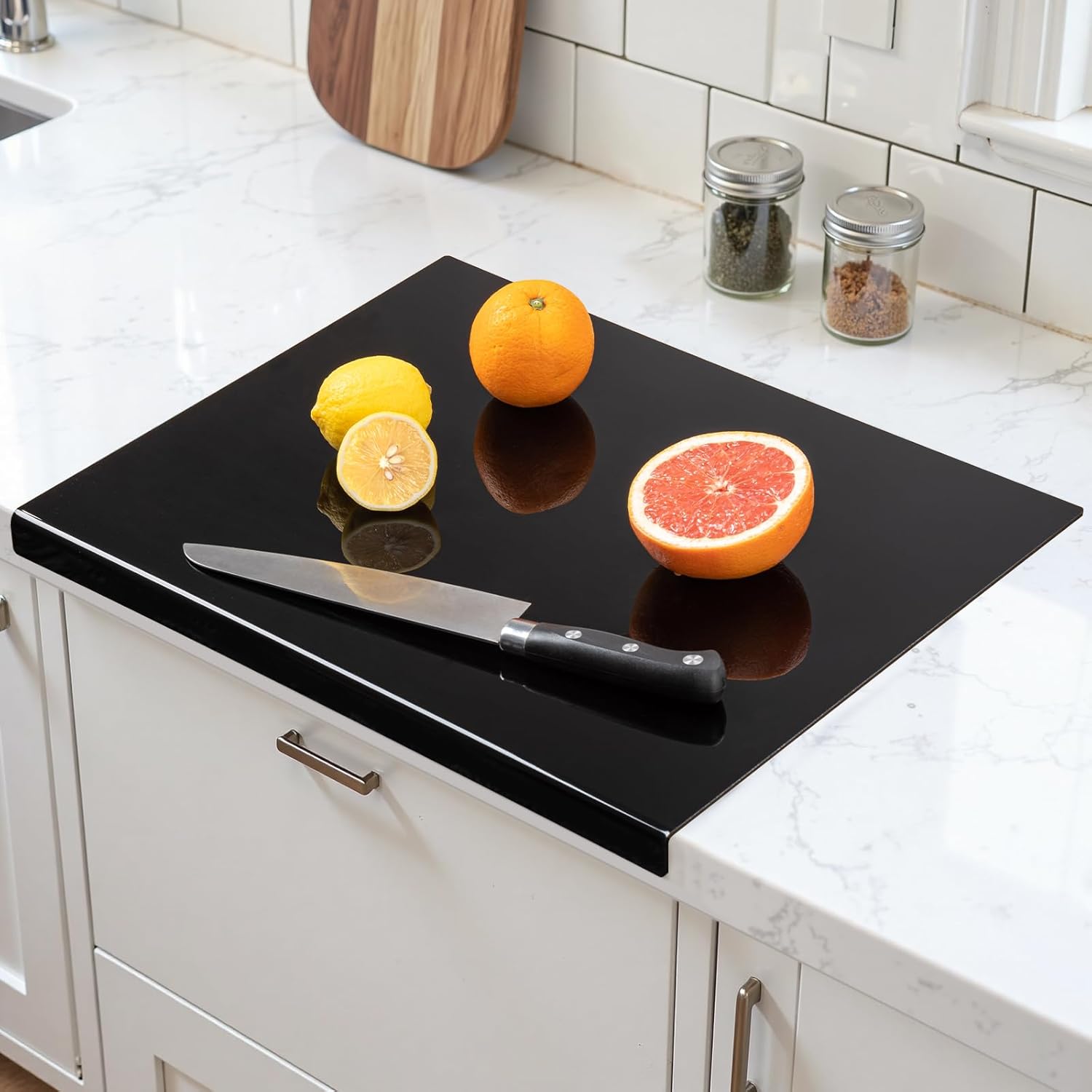 thumbnail video image 2 of EVER BETTER Large Acrylic Cutting Board with Lip Non Slip 17.5"L x 13.4"W Black BPA-Free & Food-Safe Kitchen Tool | Perfect for Protecting Countertops | Versatile & Easy to Clean, 2 of 8