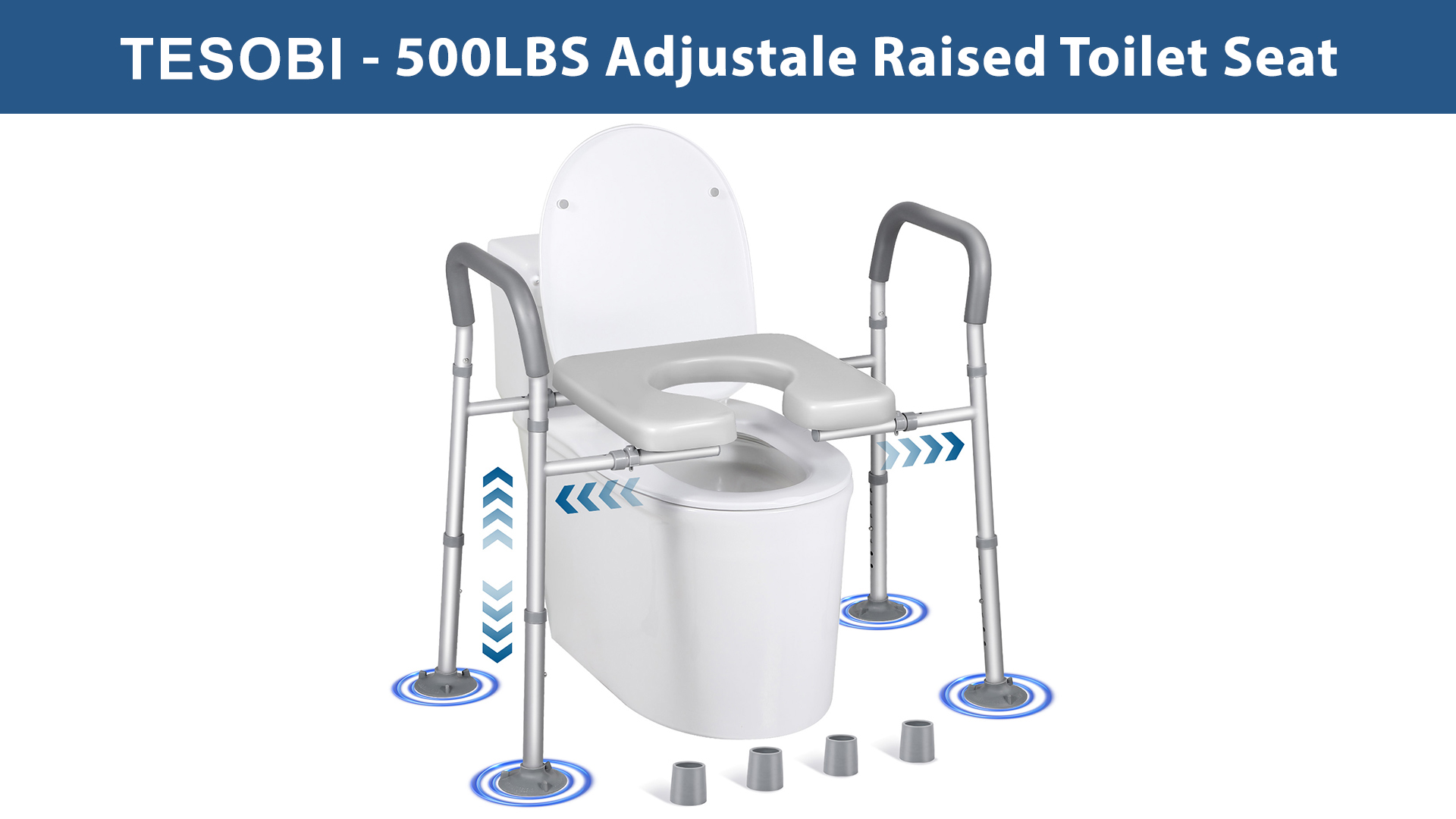 thumbnail video image 2 of Width & Height Adjustable Raised Toilet Seat with Handles for Elderly, Toilet Seat Risers for Seniors, Toilet Riser with Handles, Elevated Toilet Seat with Handles, Handicap Toilet Seat Riser, 2 of 7