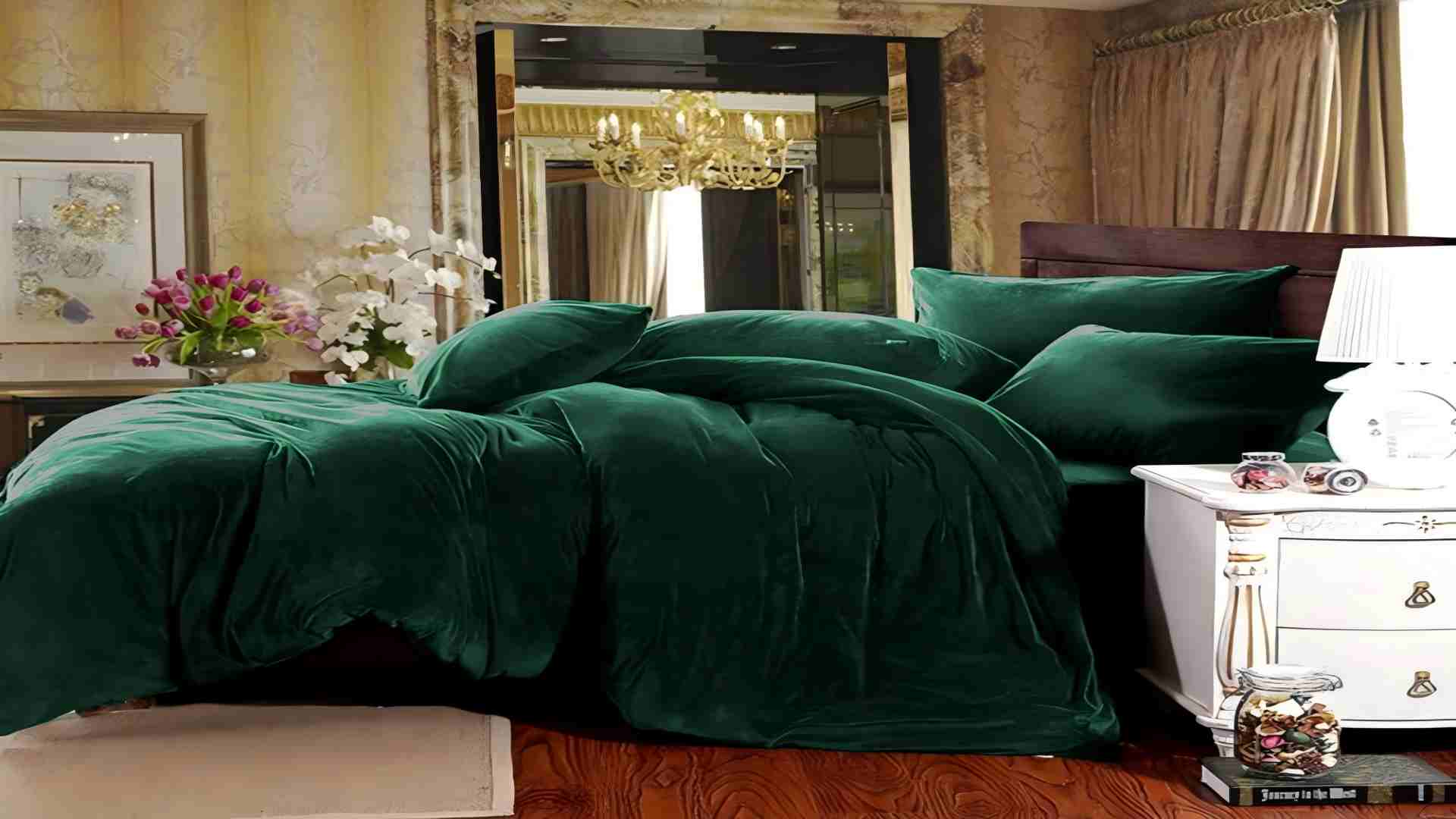 thumbnail video image 2 of JOLUSERE Navy Blue Velvet Duvet Cover Queen Set, 3-Piece Ultra Soft Fluffy Flannel Winter Bedding Cover, 2 of 13