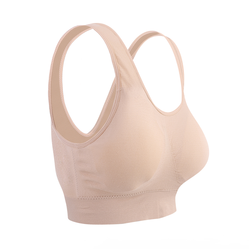Valcatch 3 Pack Sports Bras for Women Seamless Wirefree Comfort Back  Smoothing Underwear with Pads Push up Bra Plus Size(Beige,4XL)