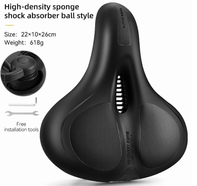 thumbnail video image 2 of ROCKBROS Bike Saddle Wide Comfort Bicycle Seat,Memory Foam Padded Thickened Sponge Cycling Cushion Universal Fit for Bicycle Comfort Ride, 2 of 13