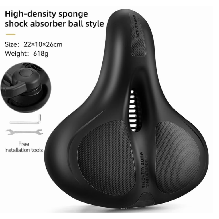 womens wide bicycle seat BLUEWIND Oversized Bike Seat, Saddle Novel Backrest Design for Electric Bike, Universal Fit Exercise Bike or Road Stationary Bike When you don’t want to go out but want to keep exercising B517 Oversize Comfy bike Seats