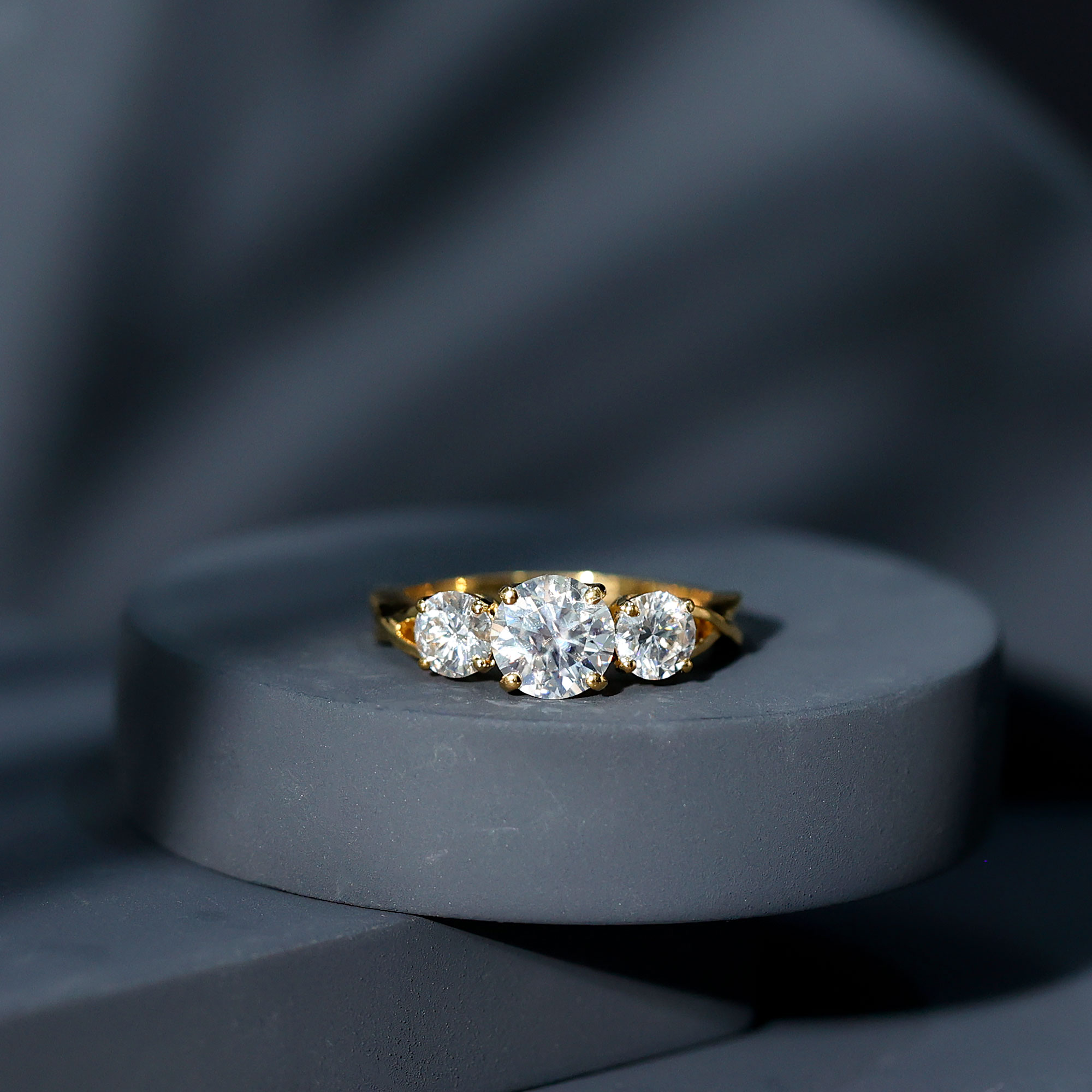 thumbnail video image 2 of Rosec Jewels Lab Created Diamond 3 Stone Engagement Ring (7 mm, 5 mm, Ef-Vs Quality) - with Jewelry Box, 925 Sterling Silver, US 4.00, 2 of 9